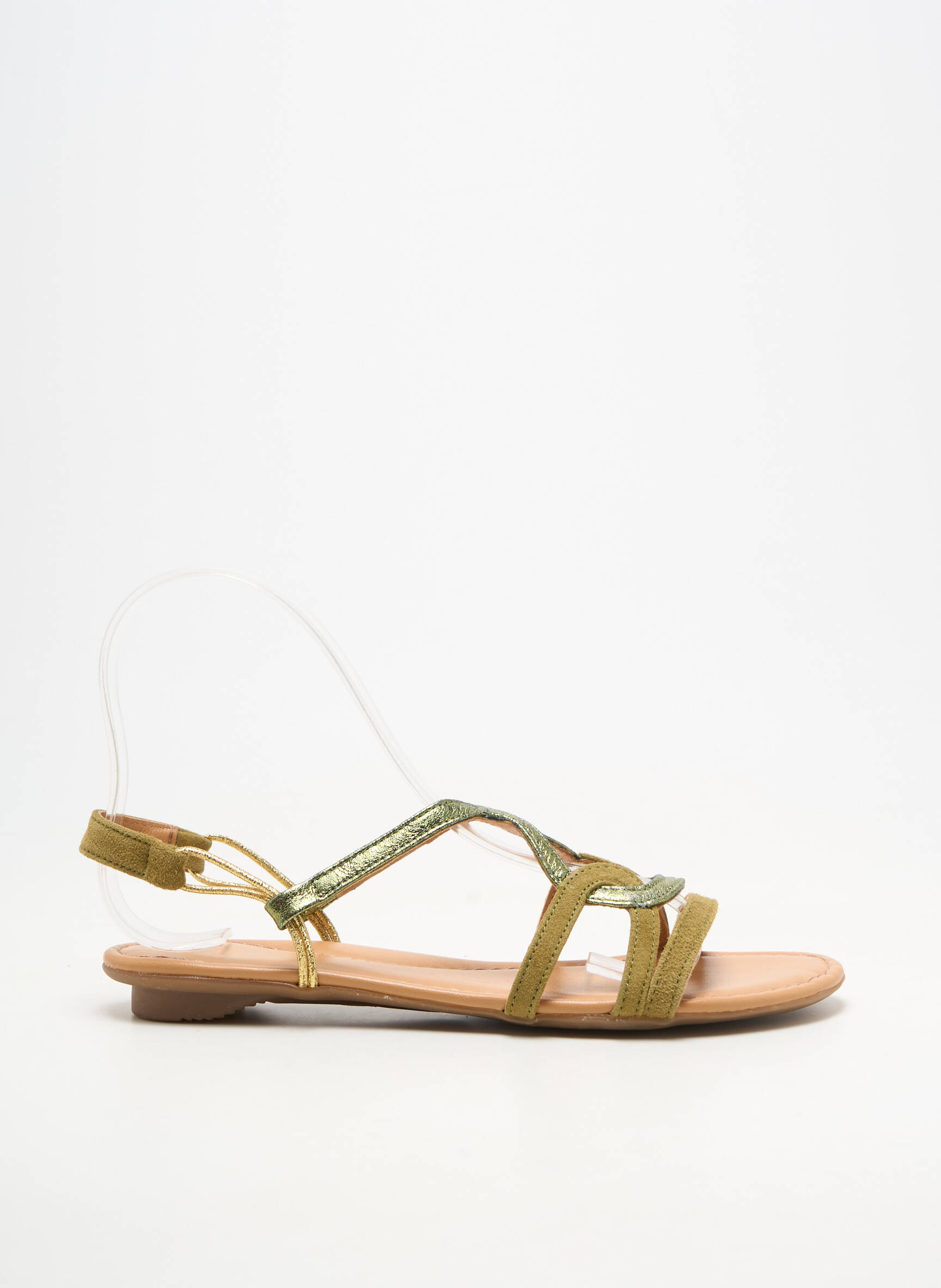 Sandales/nu pieds matière lisse talon plat jusqu'à 3cm vert SMS femme