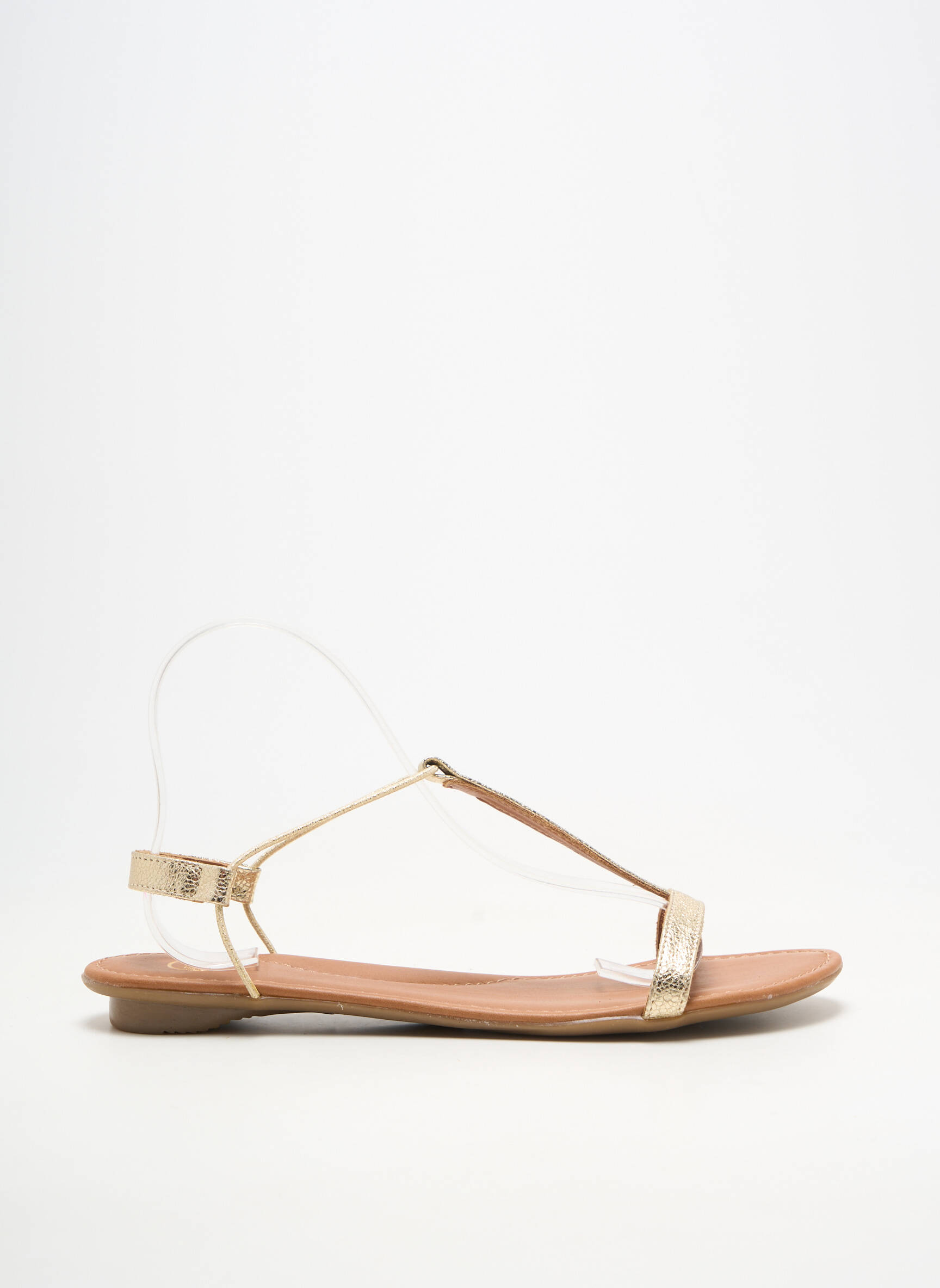 Sandales/nu pieds matière lisse talon plat jusqu'à 3cm or SMS femme