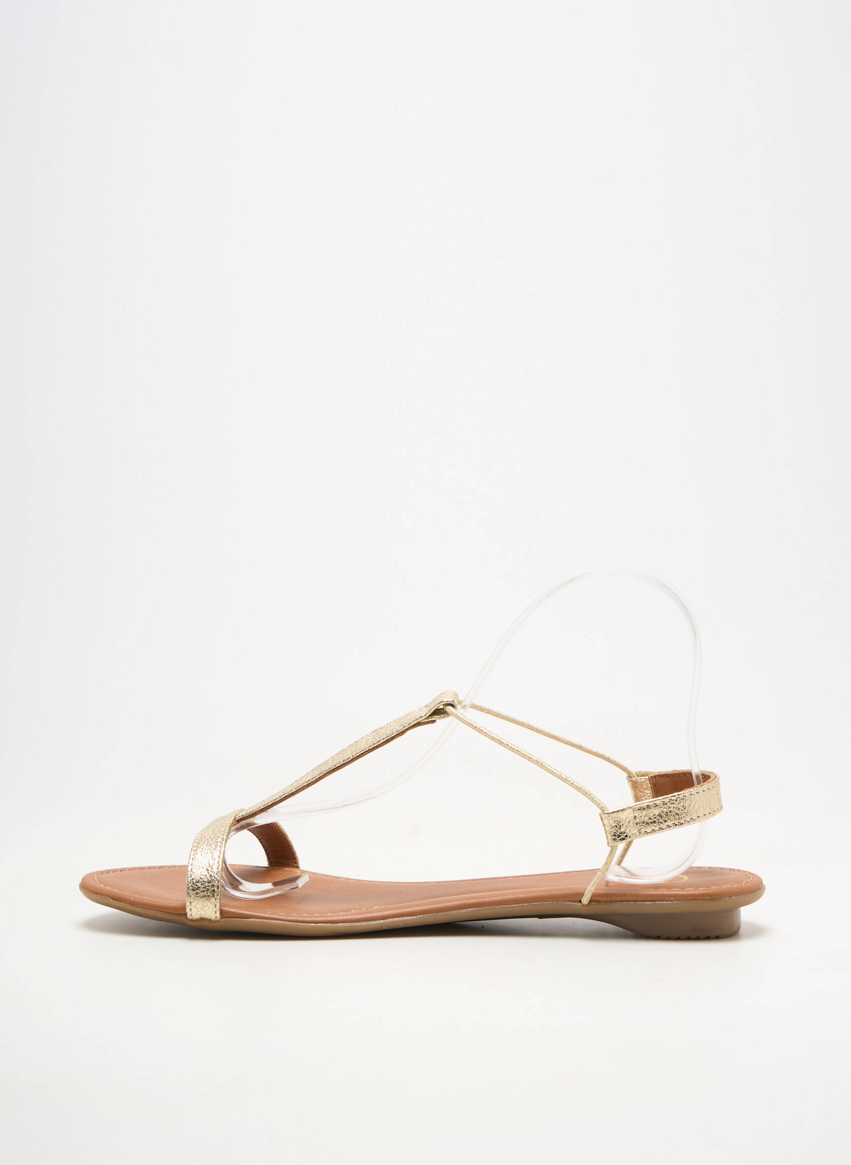 Sandales/nu pieds matière lisse talon plat jusqu'à 3cm or SMS femme