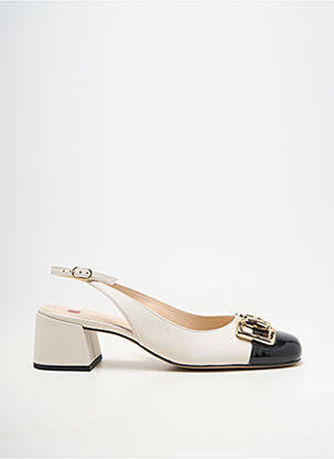 Ballerines carré talon de 4 à 6cm blanc HOGL femme