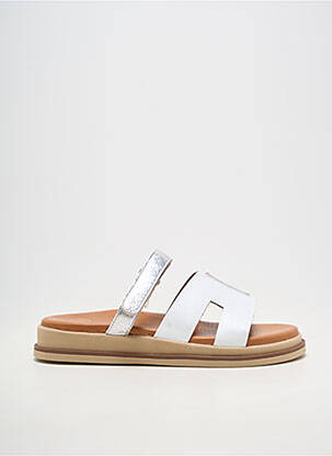 Mules/sabots semi compensé talon de 4 à 6cm blanc SMS femme