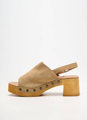 Mules/sabots matière lisse talon de 4 à 6cm beige SMS femme