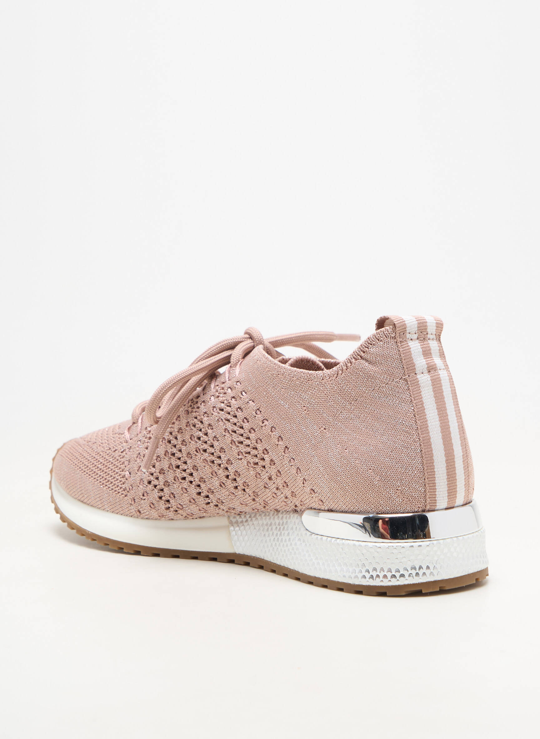 Baskets tissage tissage pailleté talon plat jusqu'à 3cm rose REQINS femme