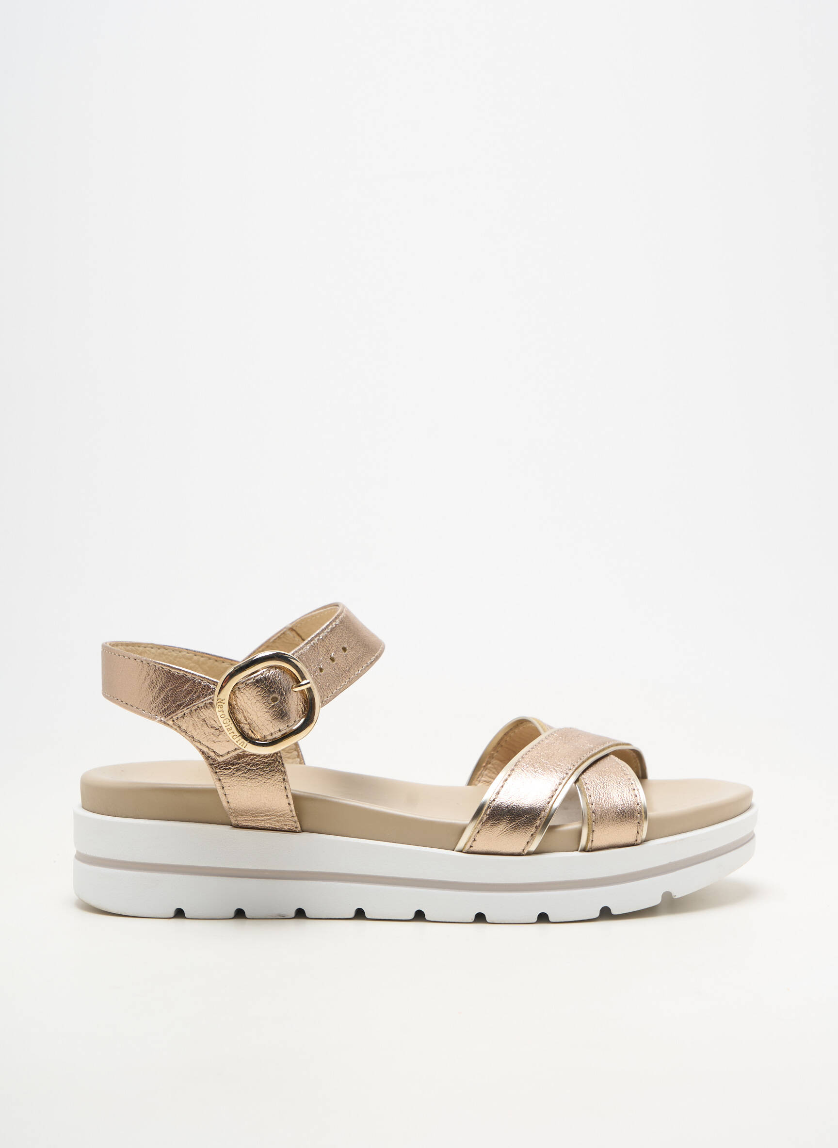 Sandales/nu pieds matière lisse talon de 4 à 6cm or NERO GIARDINI femme