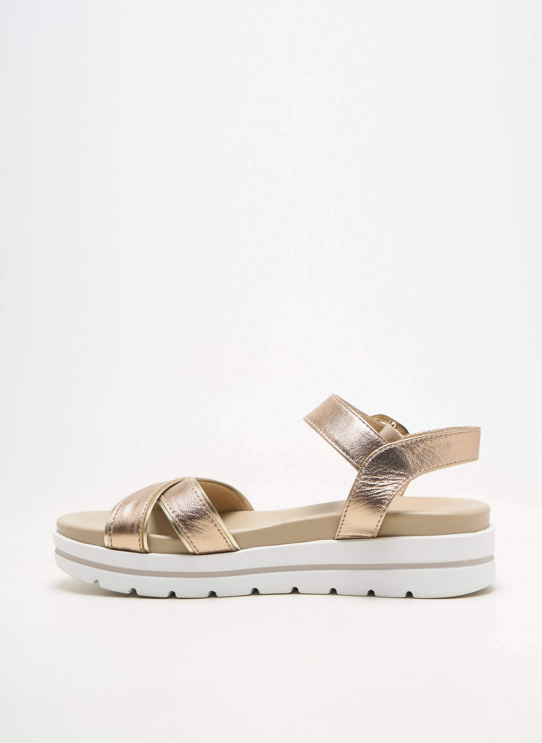 Sandales/nu pieds matière lisse talon de 4 à 6cm or NERO GIARDINI femme