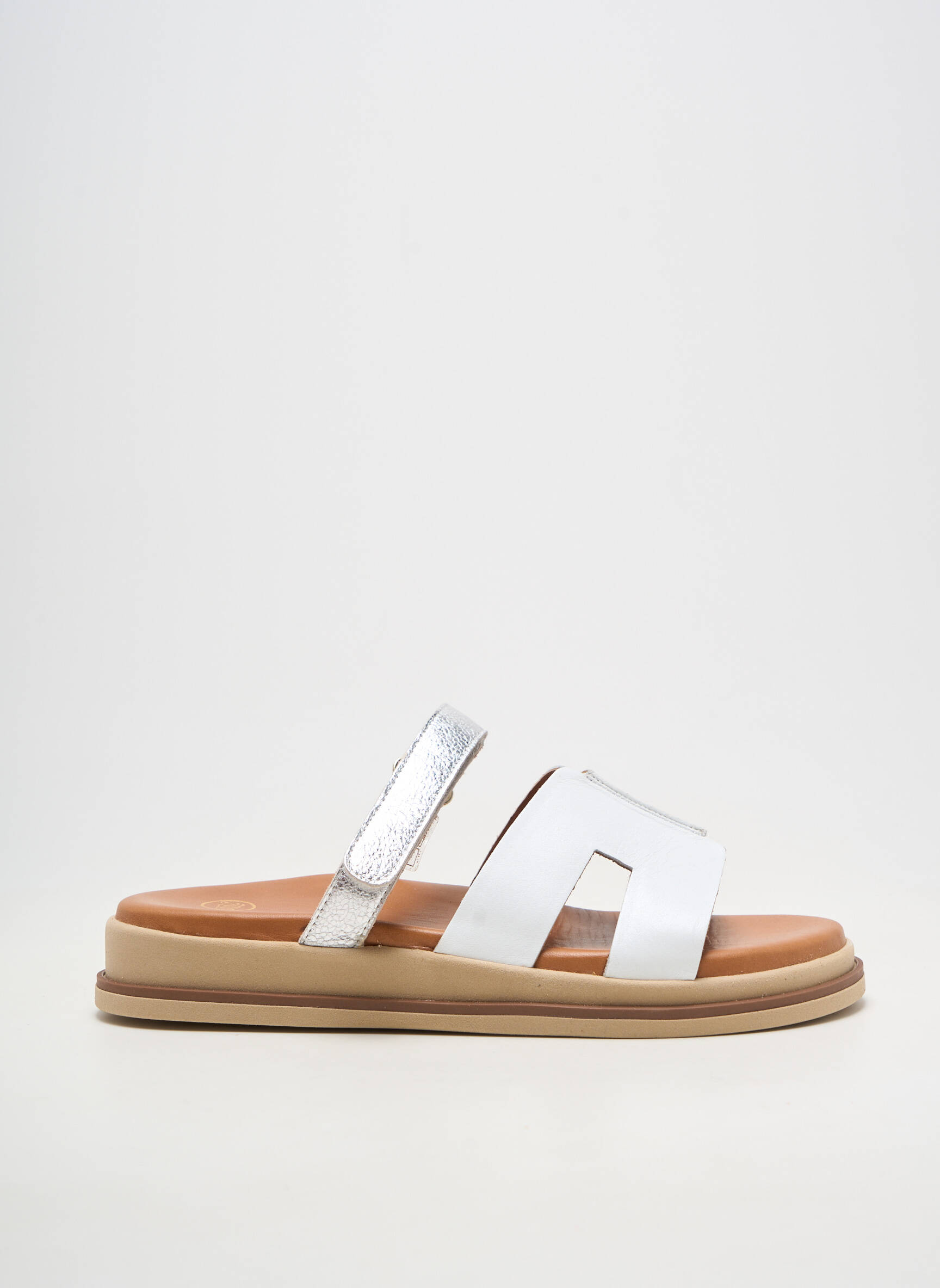Mules/sabots semi compensé talon de 4 à 6cm blanc SMS femme