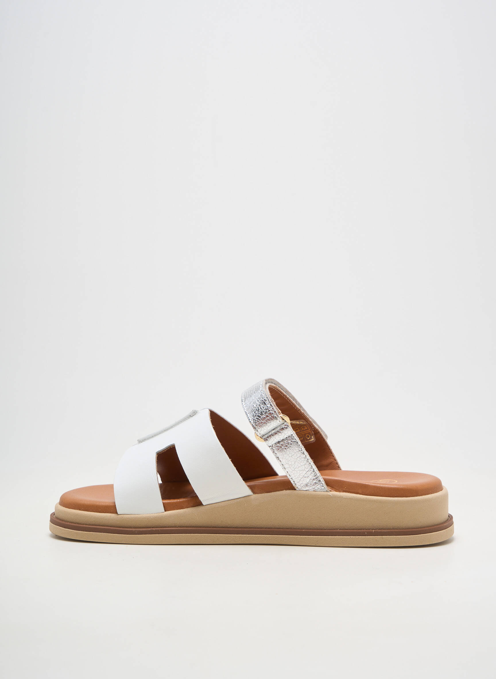 Mules/sabots semi compensé talon de 4 à 6cm blanc SMS femme