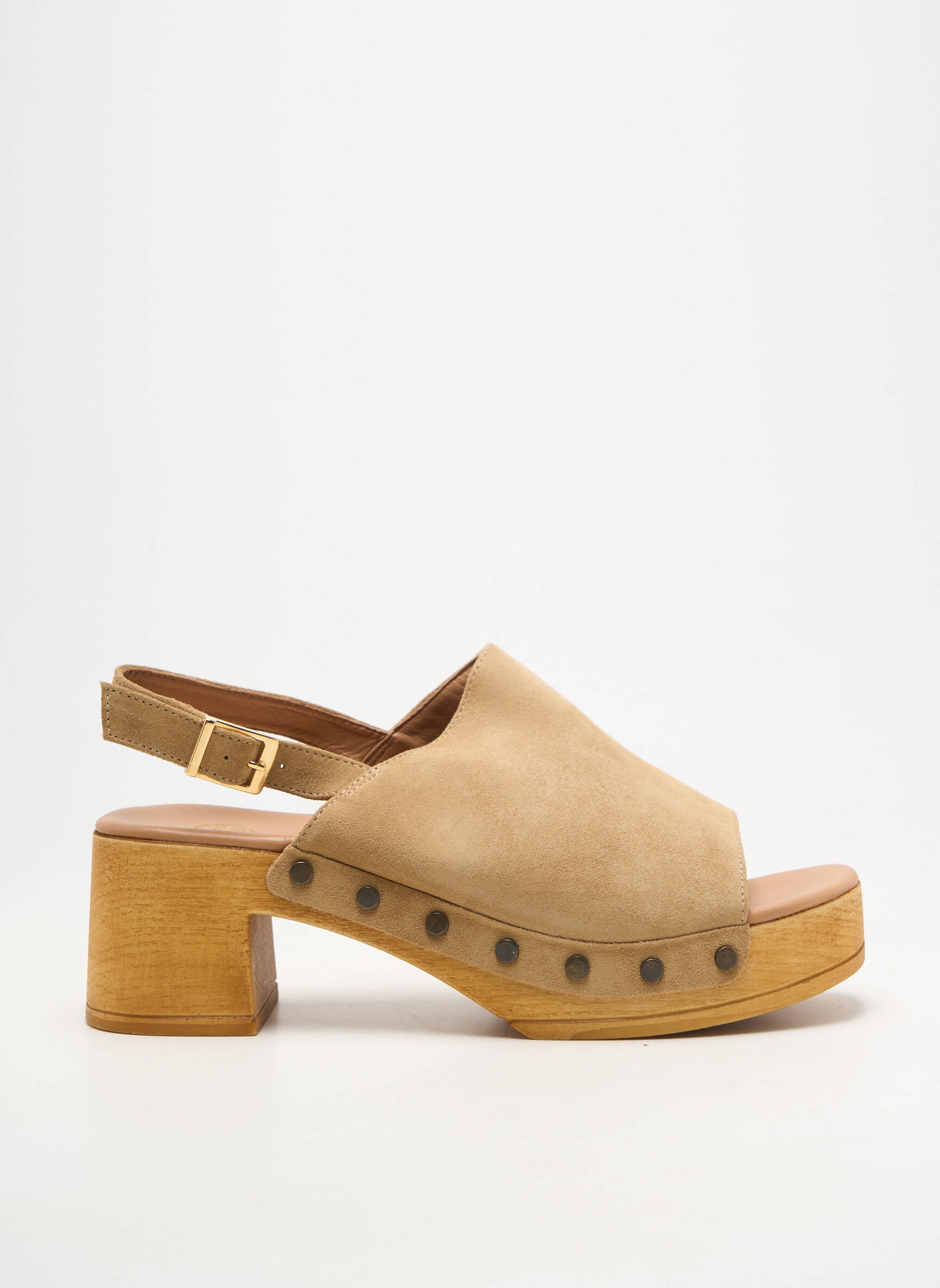 Mules/sabots matière lisse talon de 4 à 6cm beige SMS femme
