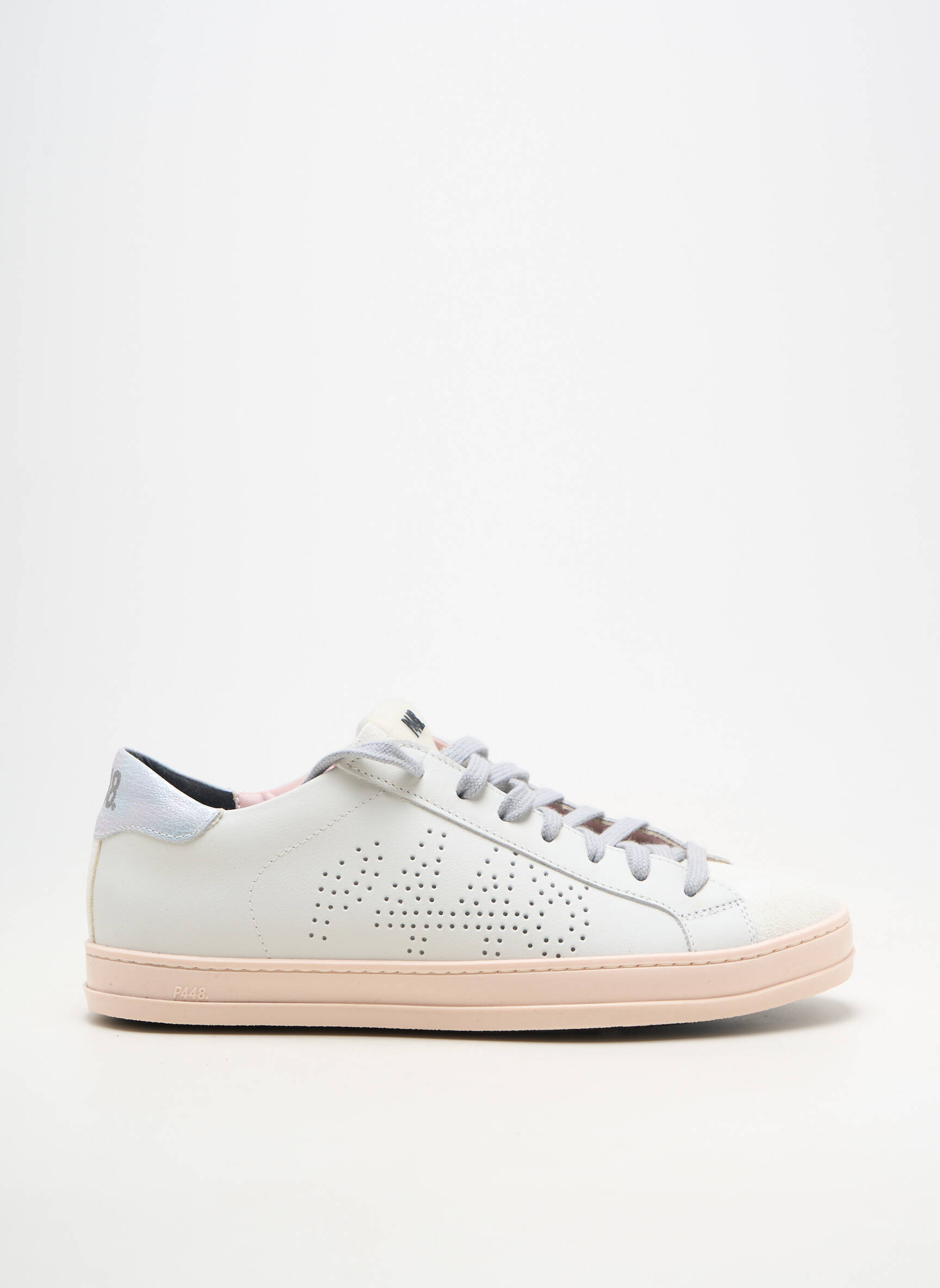 Baskets matière lisse talon plat jusqu'à 3cm blanc P448 femme