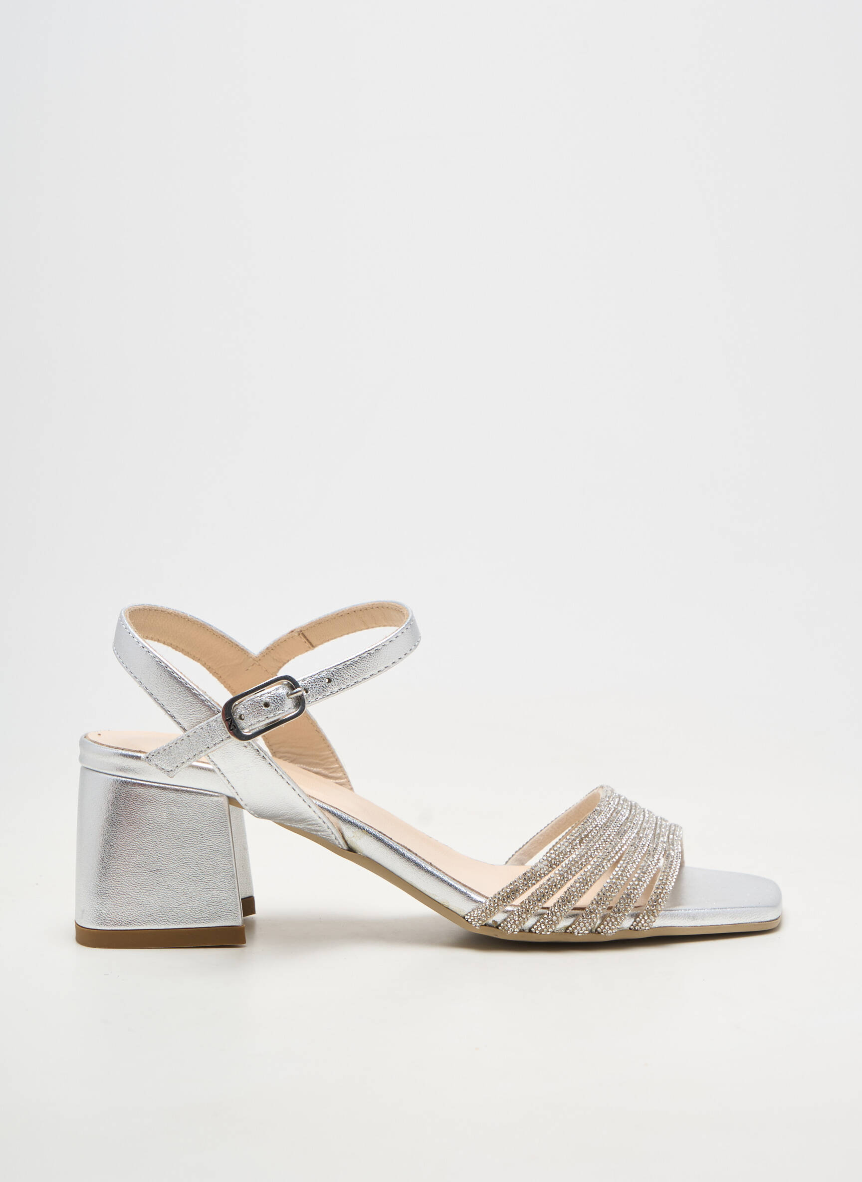 Sandales/nu pieds matière lisse talon de 4 à 6cm argent NERO GIARDINI femme