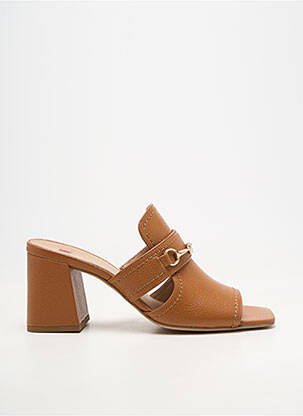 Mules/sabots matière lisse talon de 4 à 6cm marron HOGL femme