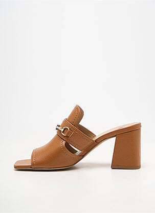 Mules/sabots matière lisse talon de 4 à 6cm marron HOGL femme