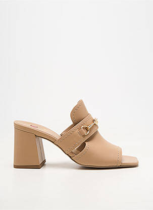 Mules/sabots matière lisse talon de 7 à 9cm beige HOGL femme