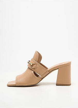 Mules/sabots matière lisse talon de 7 à 9cm beige HOGL femme