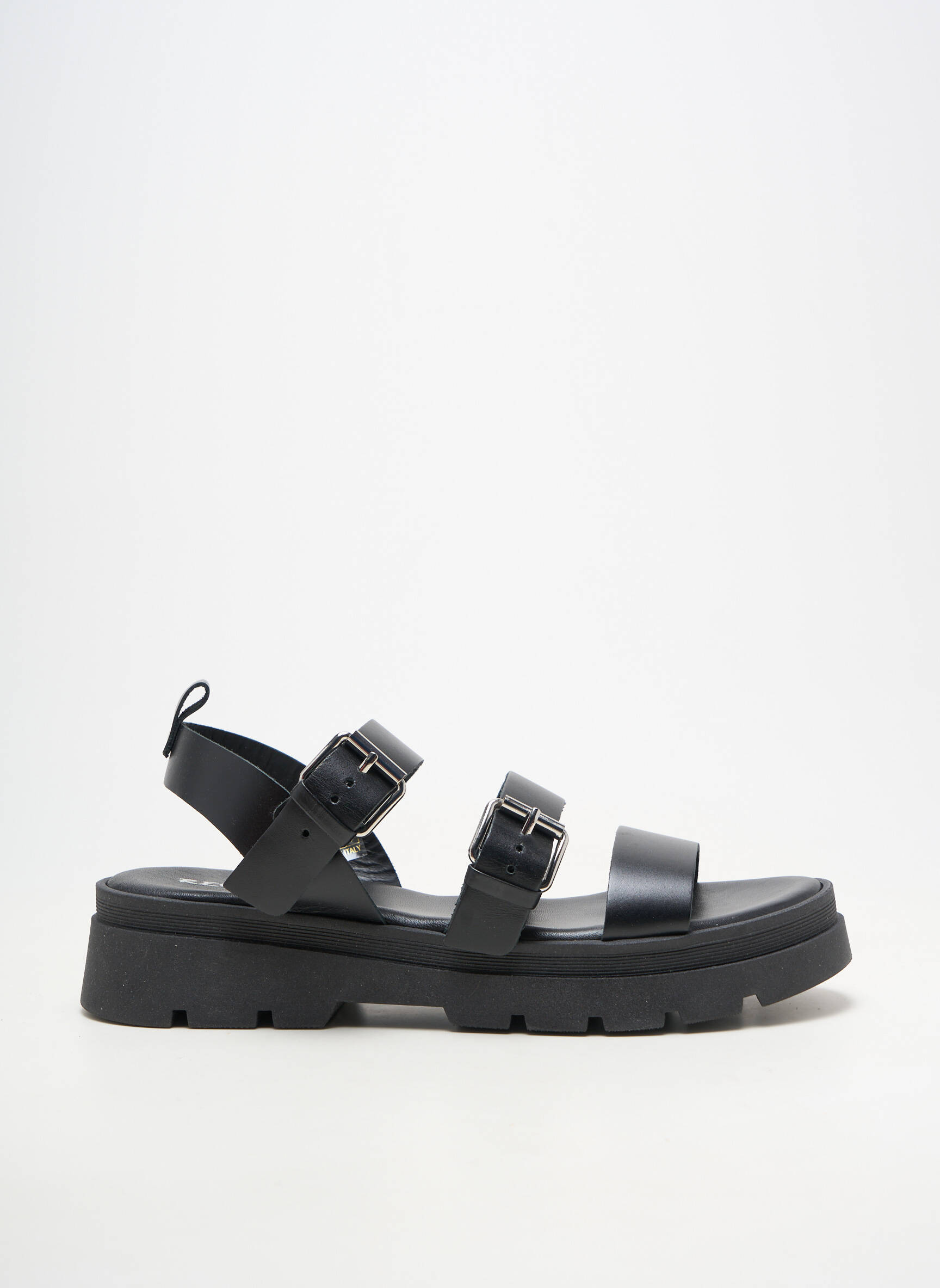 Sandales/nu pieds matière lisse talon plat jusqu'à 3cm noir REQINS femme