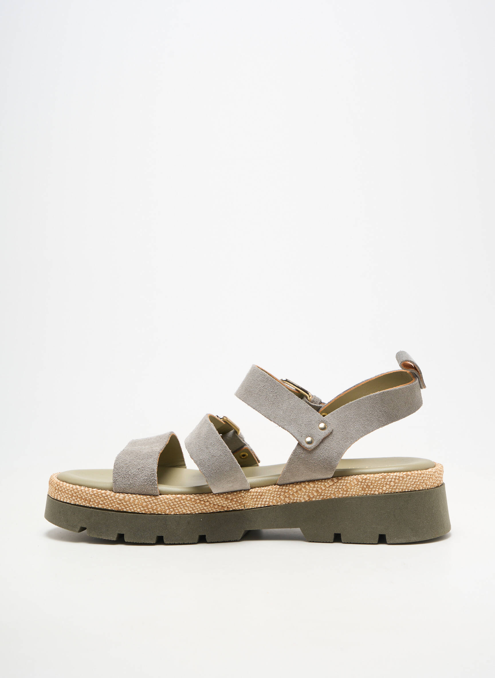 Sandales/nu pieds fermeture boucle(s) talon de 4 à 6cm vert REQINS femme