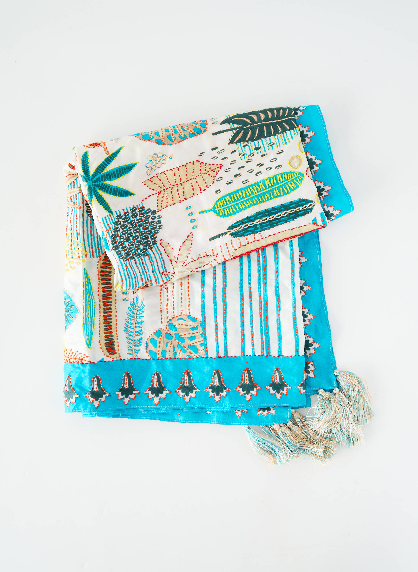 Foulard effet matière satinée bleu STORIATIPIC femme