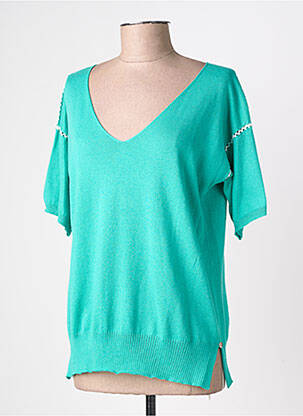 Pull col v manches courtes bleu A.POIL femme