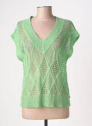 Pull maille ajourée manches courtes vert A.POIL femme