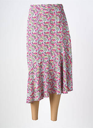 Jupe mi-longue taille à pinces rose MARINA V femme