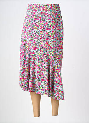 Jupe mi-longue taille à pinces rose MARINA V femme