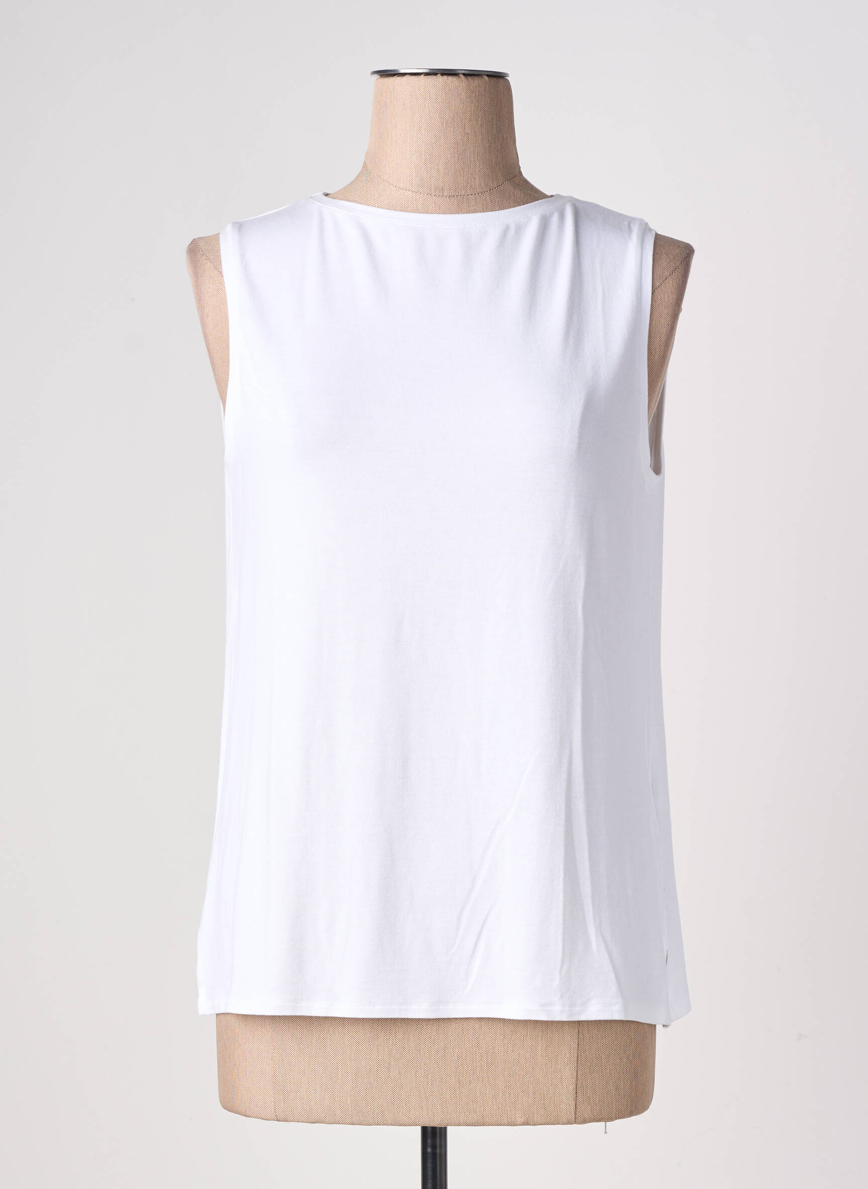 Débardeur stretch sans manche blanc MAJESTIC FILATURES femme