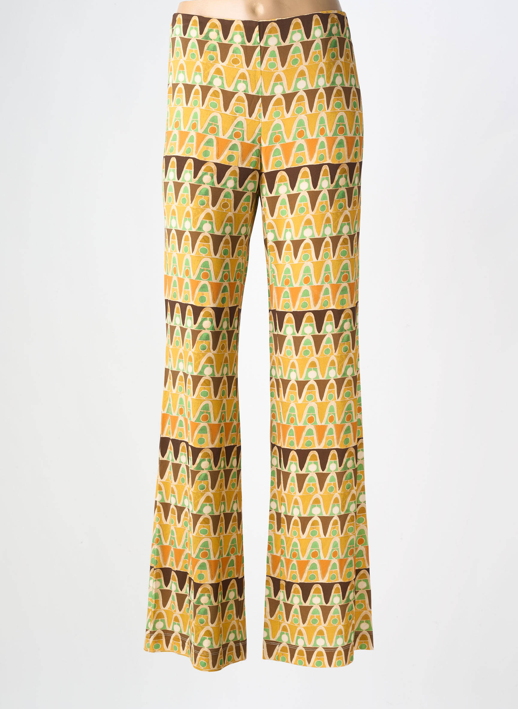 Pantalon large coupe fluide taille normale jaune MALIPARMI femme