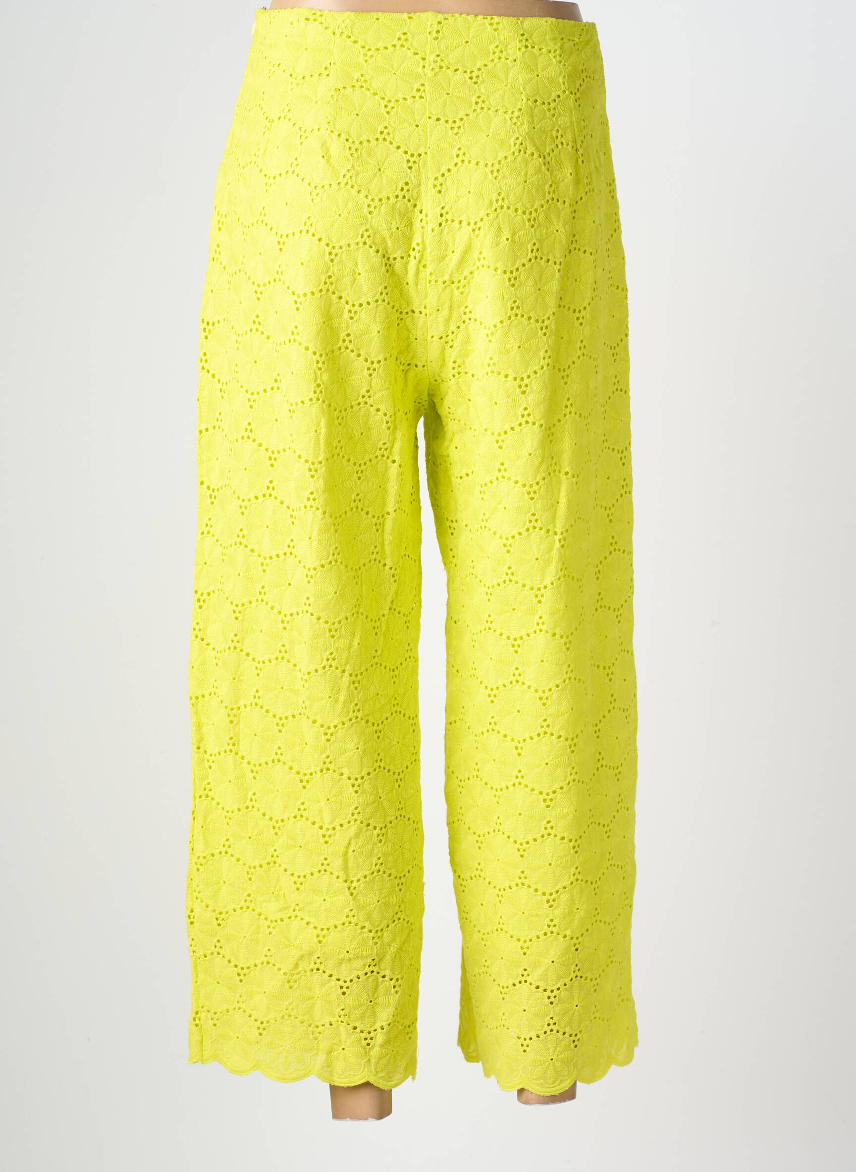 Pantalon 7/8 taille à pinces taille normale jaune MARINA V femme
