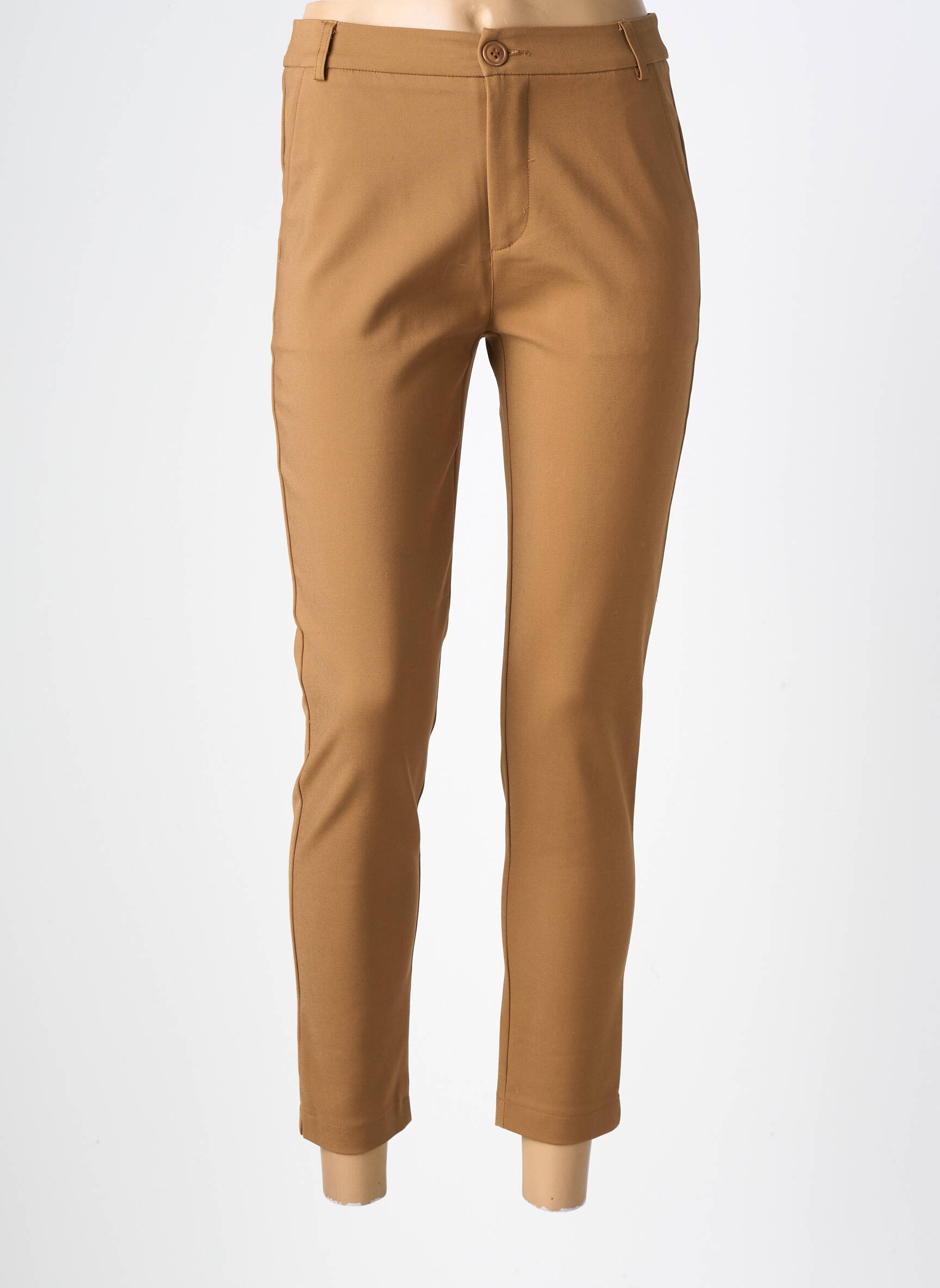 Pantalon 7/8 taille à pinces taille normale marron MARINA V femme