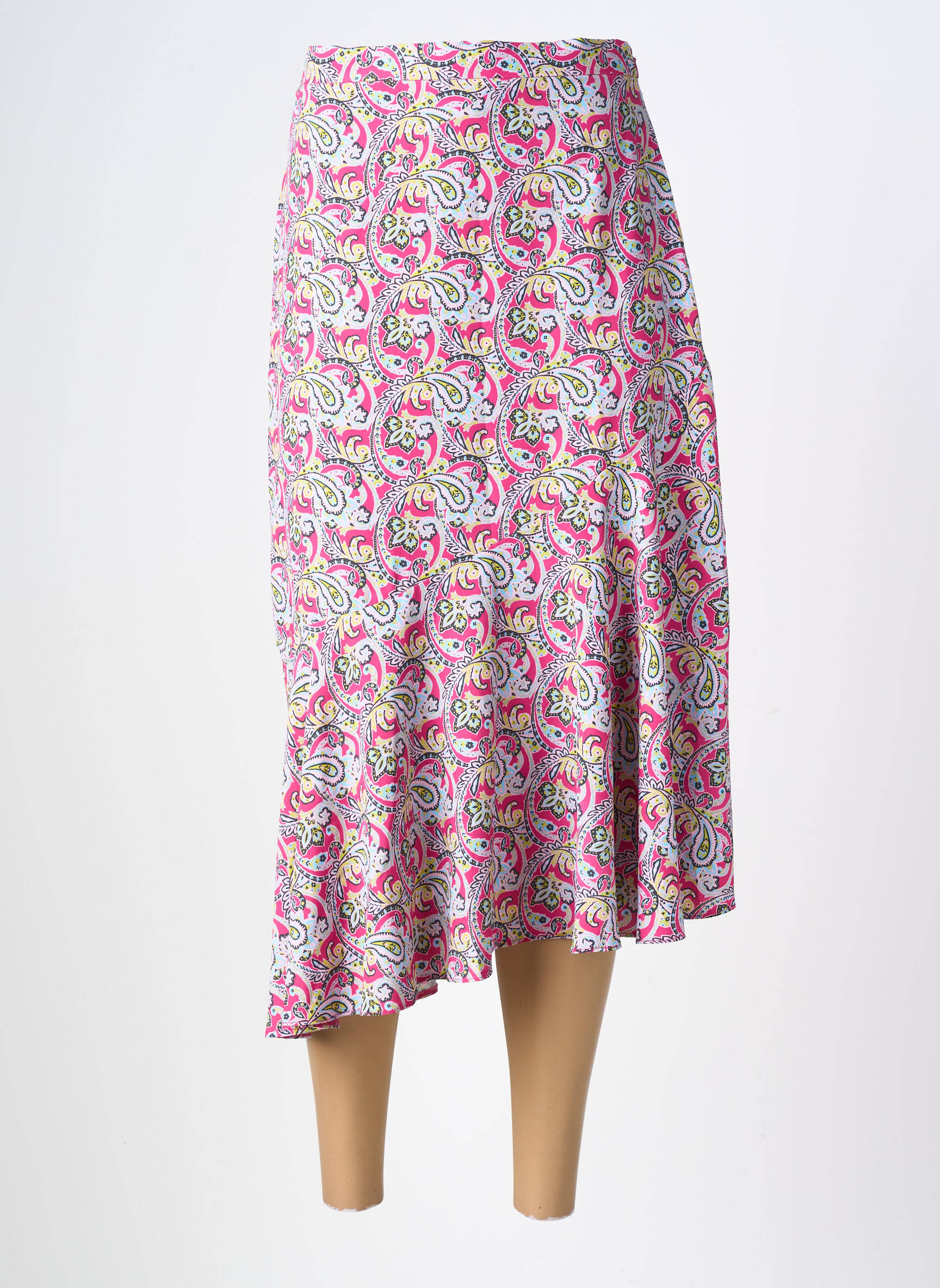 Jupe mi-longue taille à pinces rose MARINA V femme