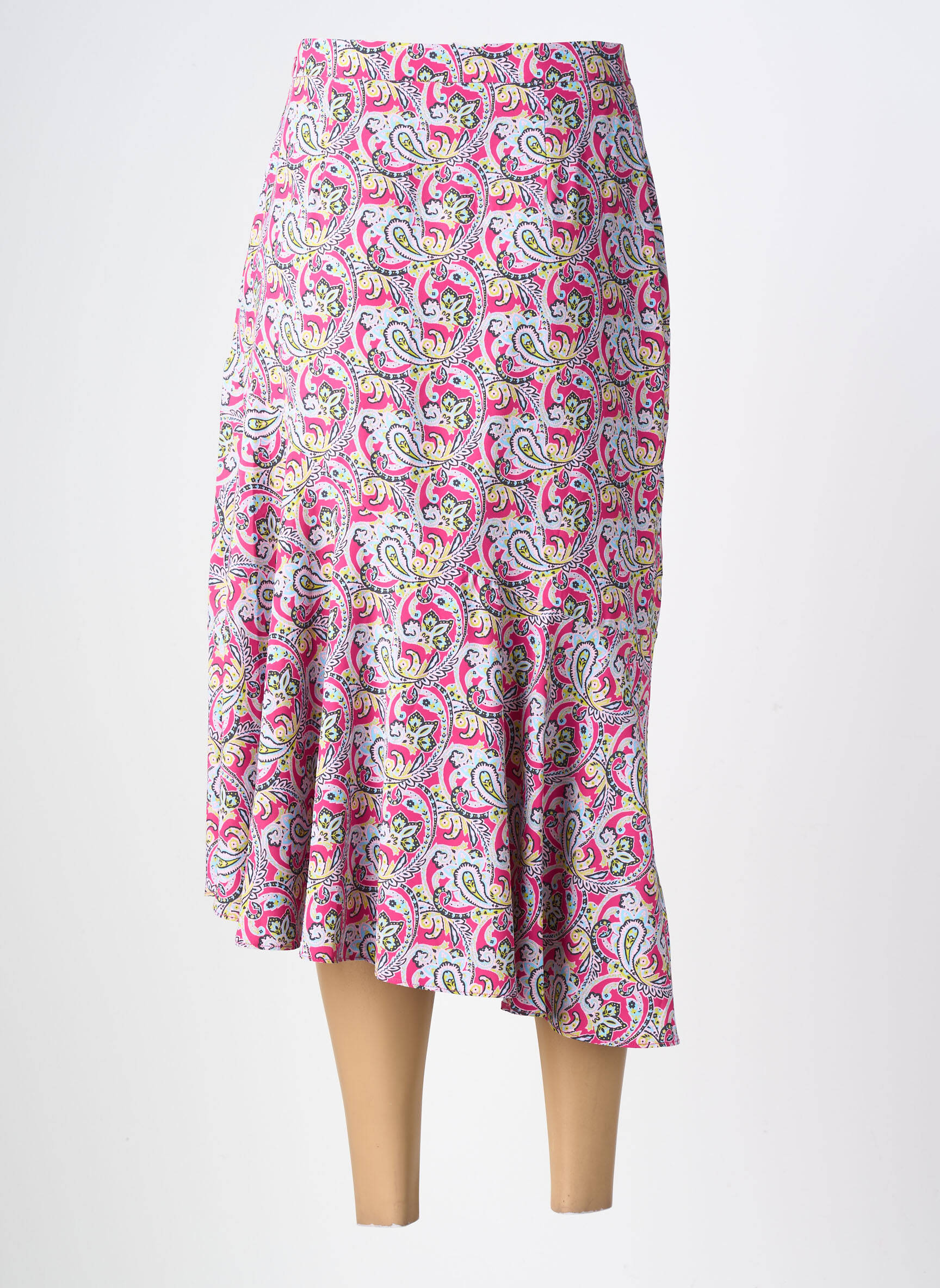 Jupe mi-longue taille à pinces rose MARINA V femme