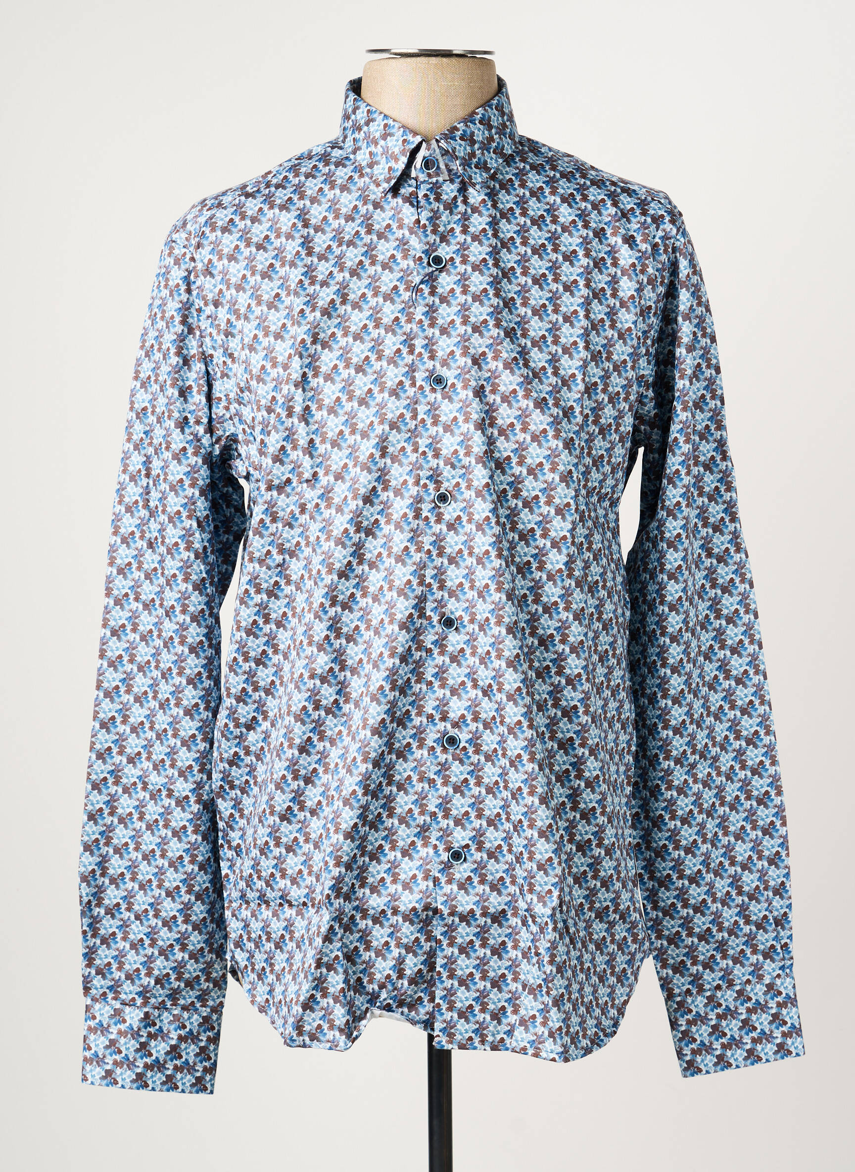 Chemise manches longues imprimé fantaisie bleu DARIO BELTRAN homme