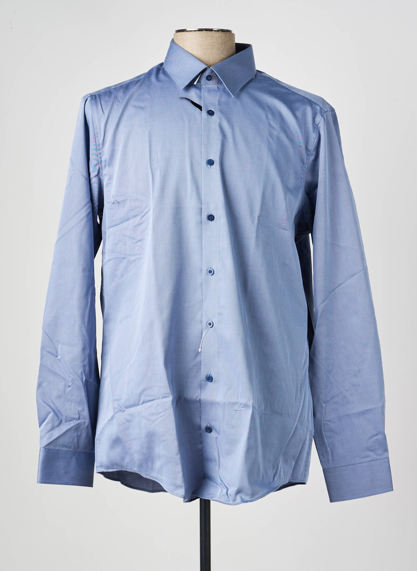 Chemise manches longues coupe droite bleu REDMOND homme