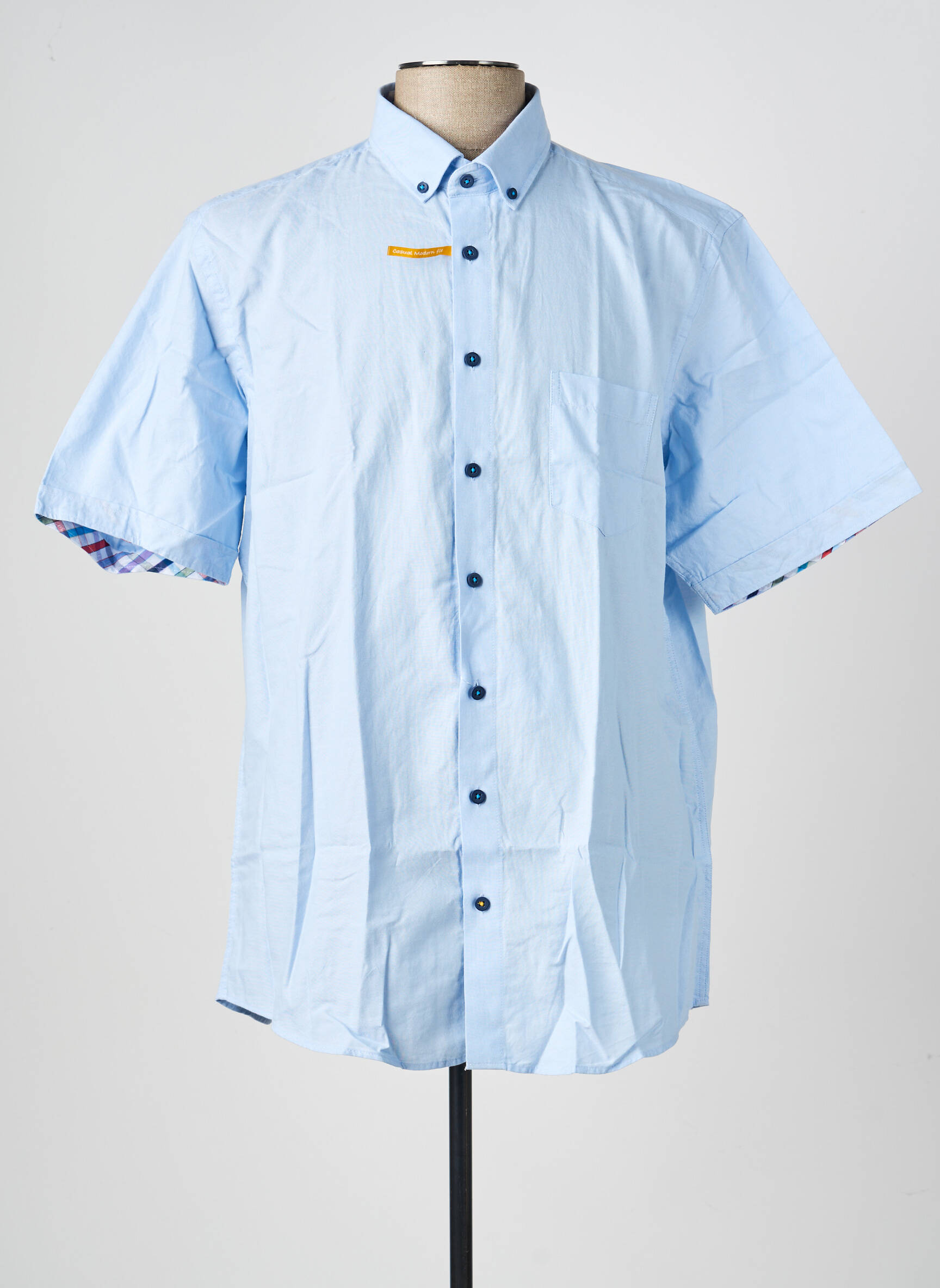 Chemise manches courtes coupe droite bleu REDMOND homme
