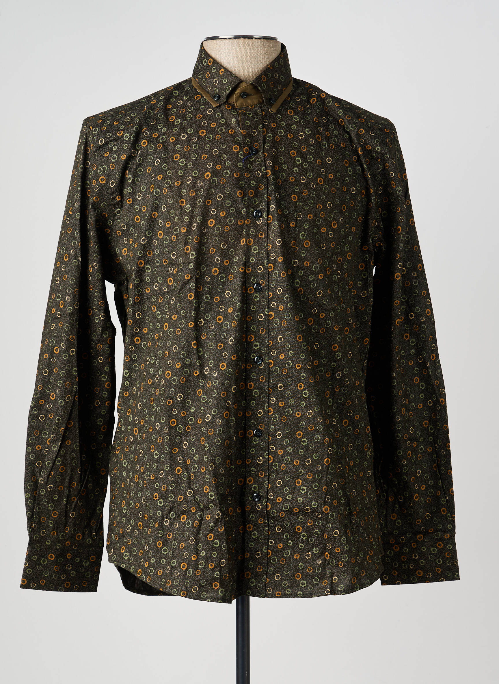 Chemise manches longues imprimé fantaisie vert CAP 10 TEN homme