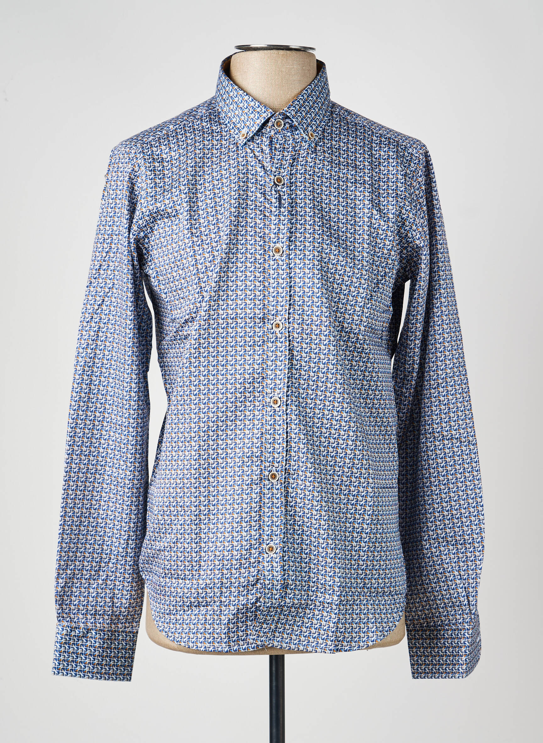 Chemise manches longues imprimé fantaisie bleu DARIO BELTRAN homme