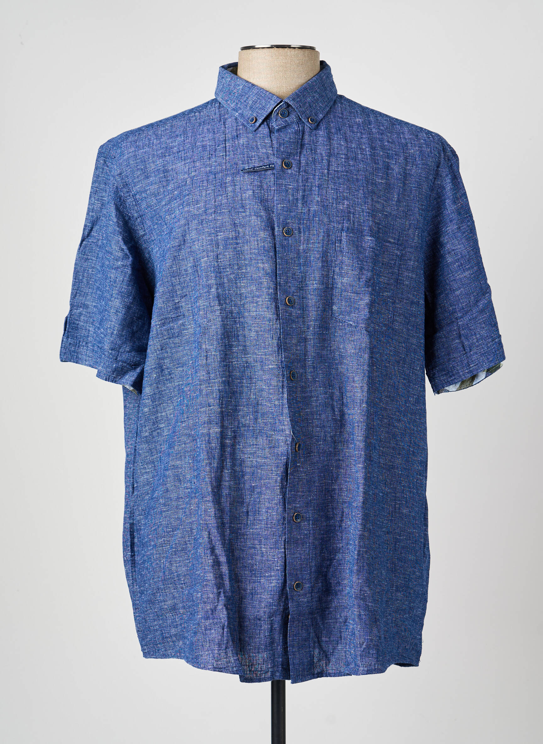 Chemise manches courtes coupe droite bleu REDMOND homme