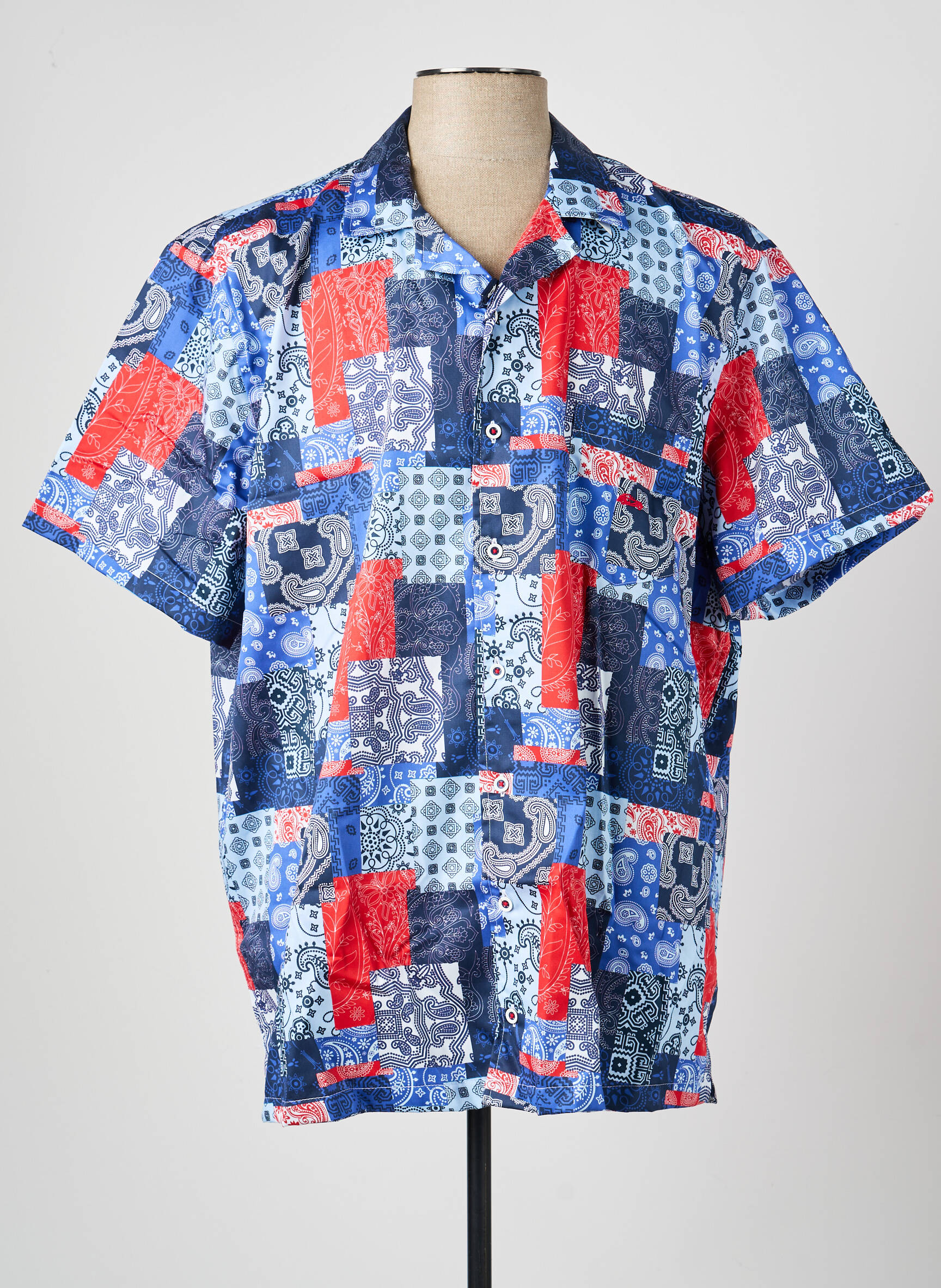 Chemise manches courtes imprimé fantaisie bleu DARIO BELTRAN homme