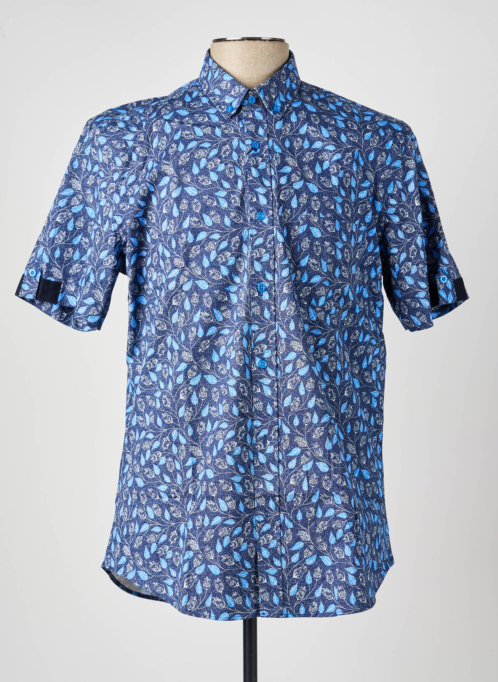 Chemise manches courtes imprimé fantaisie bleu CAP 10 TEN homme