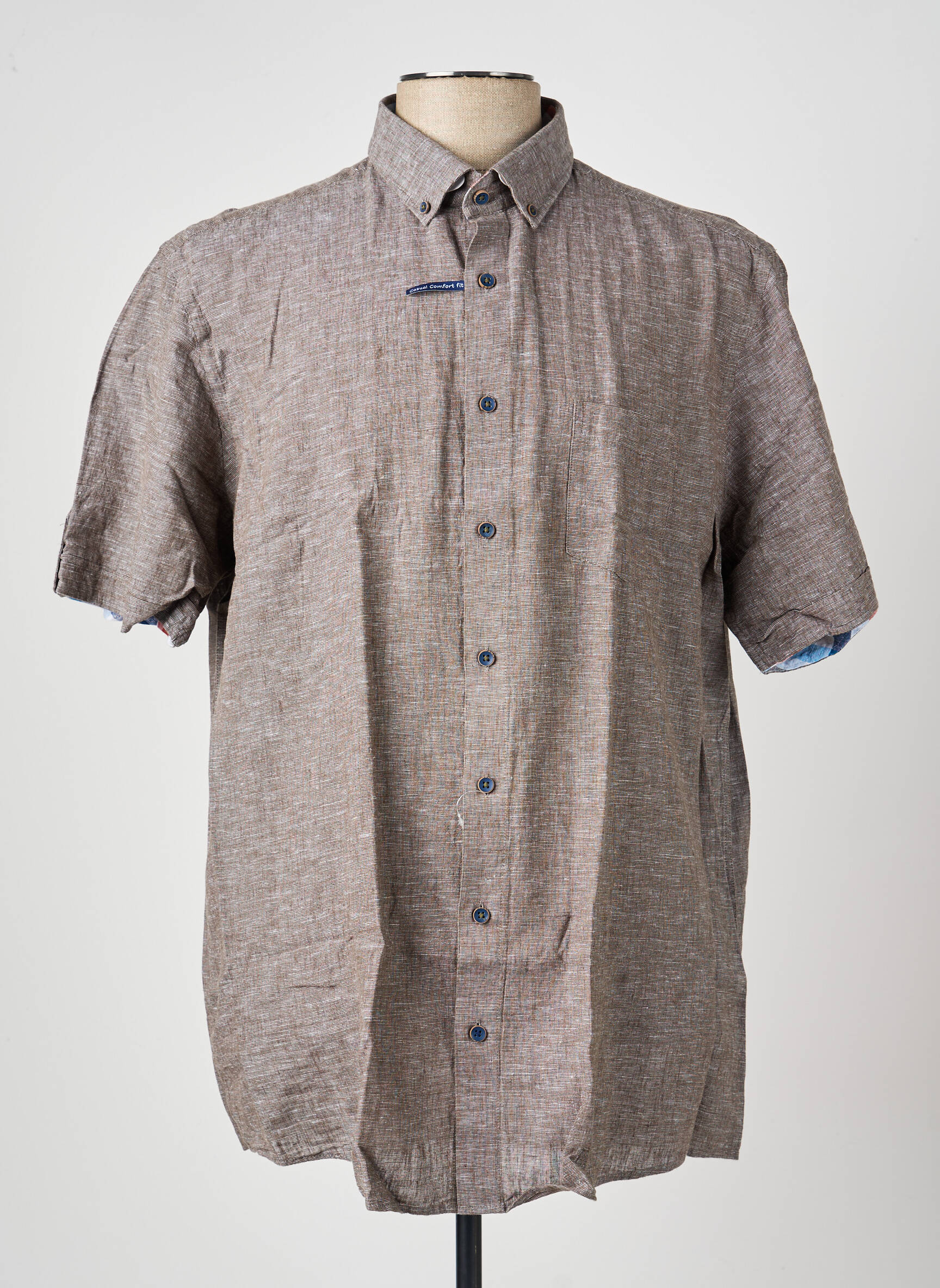 Chemise manches courtes coupe droite marron REDMOND homme