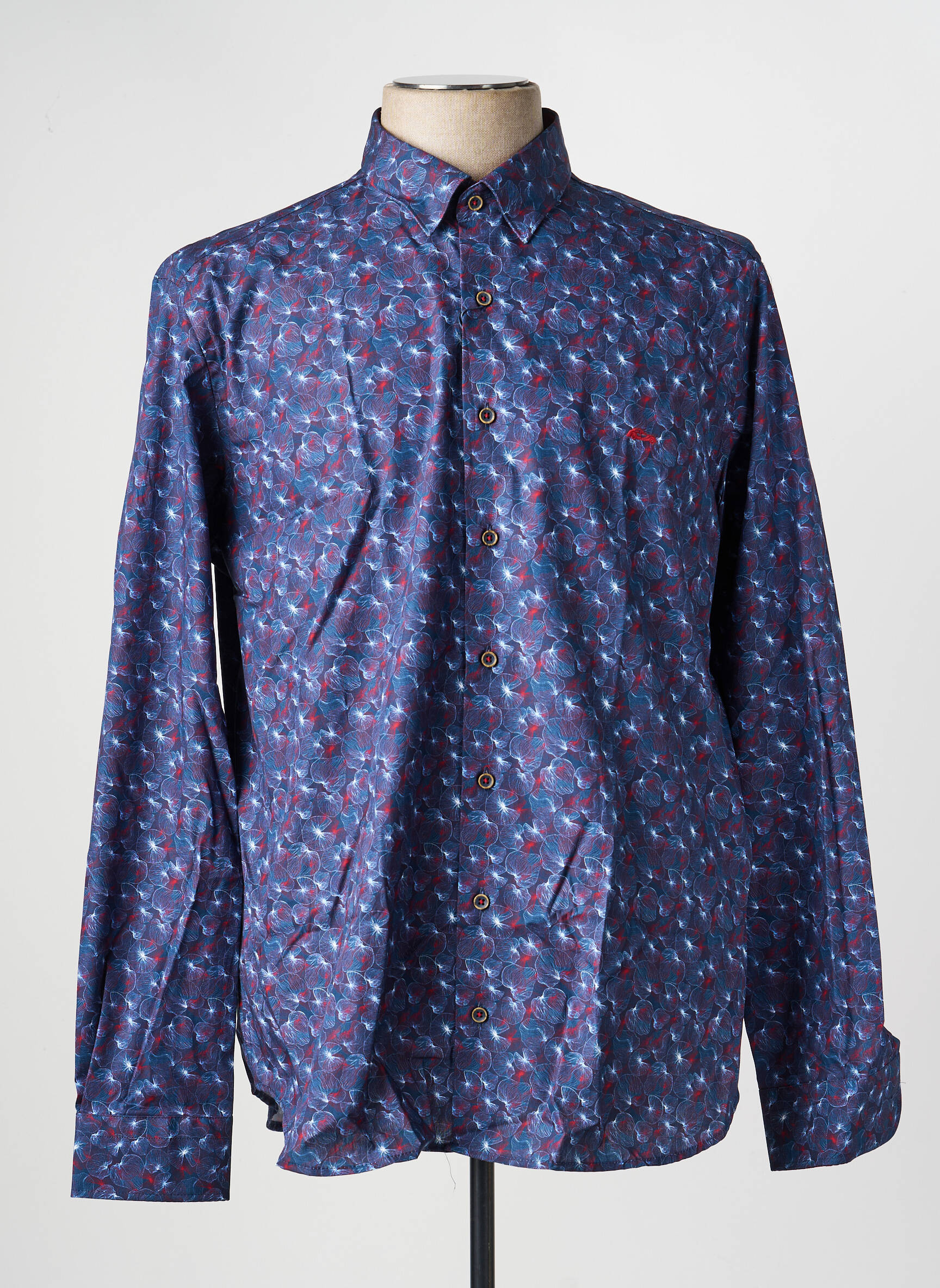 Chemise manches longues imprimé fantaisie bleu DARIO BELTRAN homme