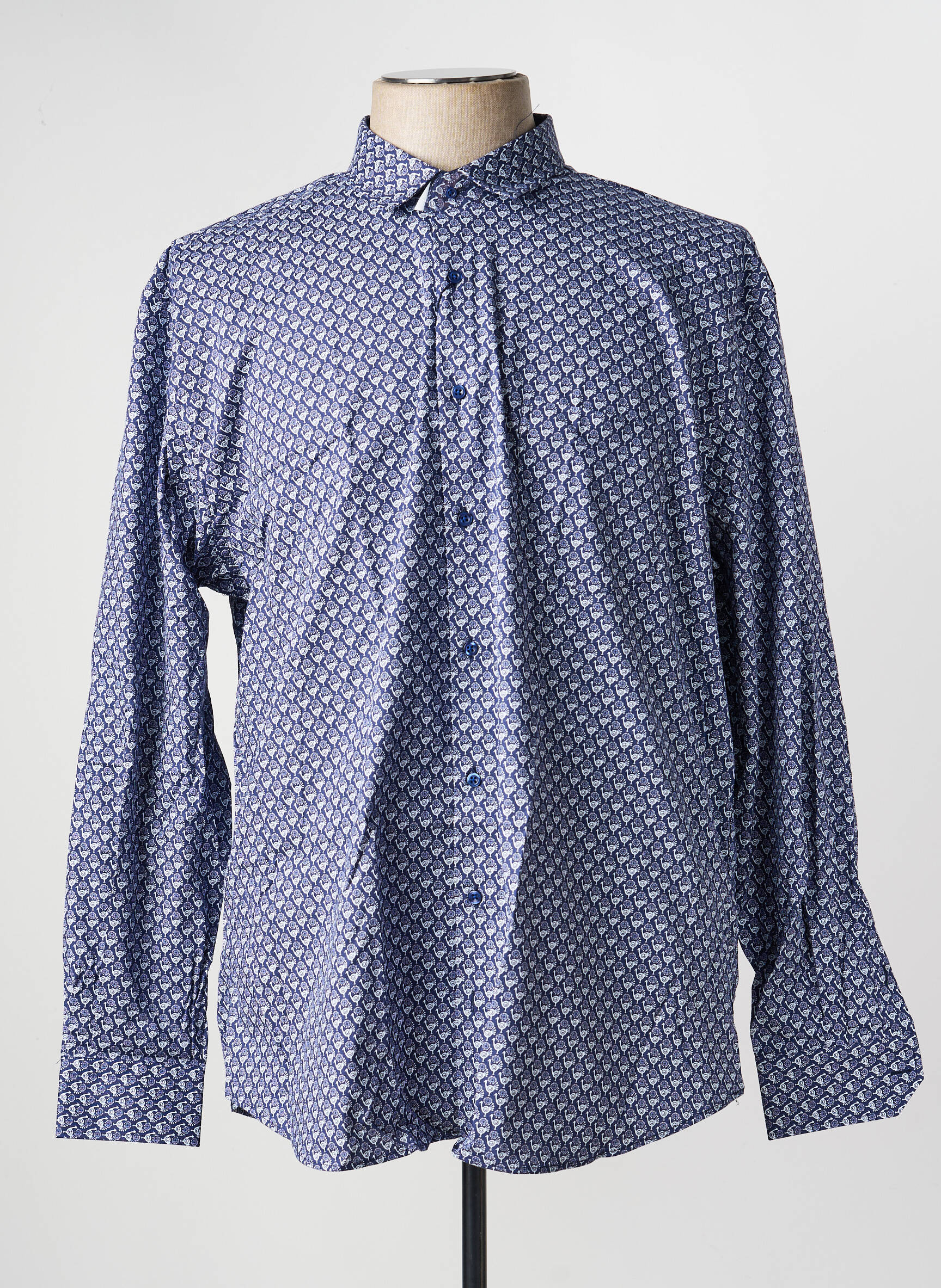 Chemise manches longues imprimé fantaisie bleu CAP 10 TEN homme