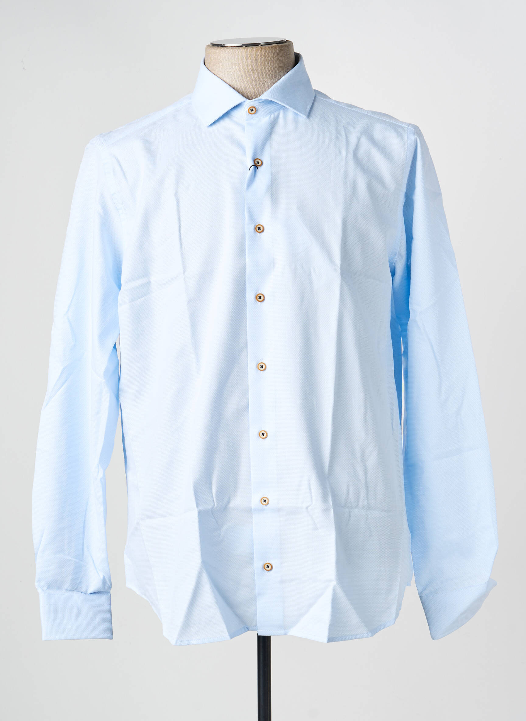 Chemise manches longues coupe droite bleu DARIO BELTRAN homme