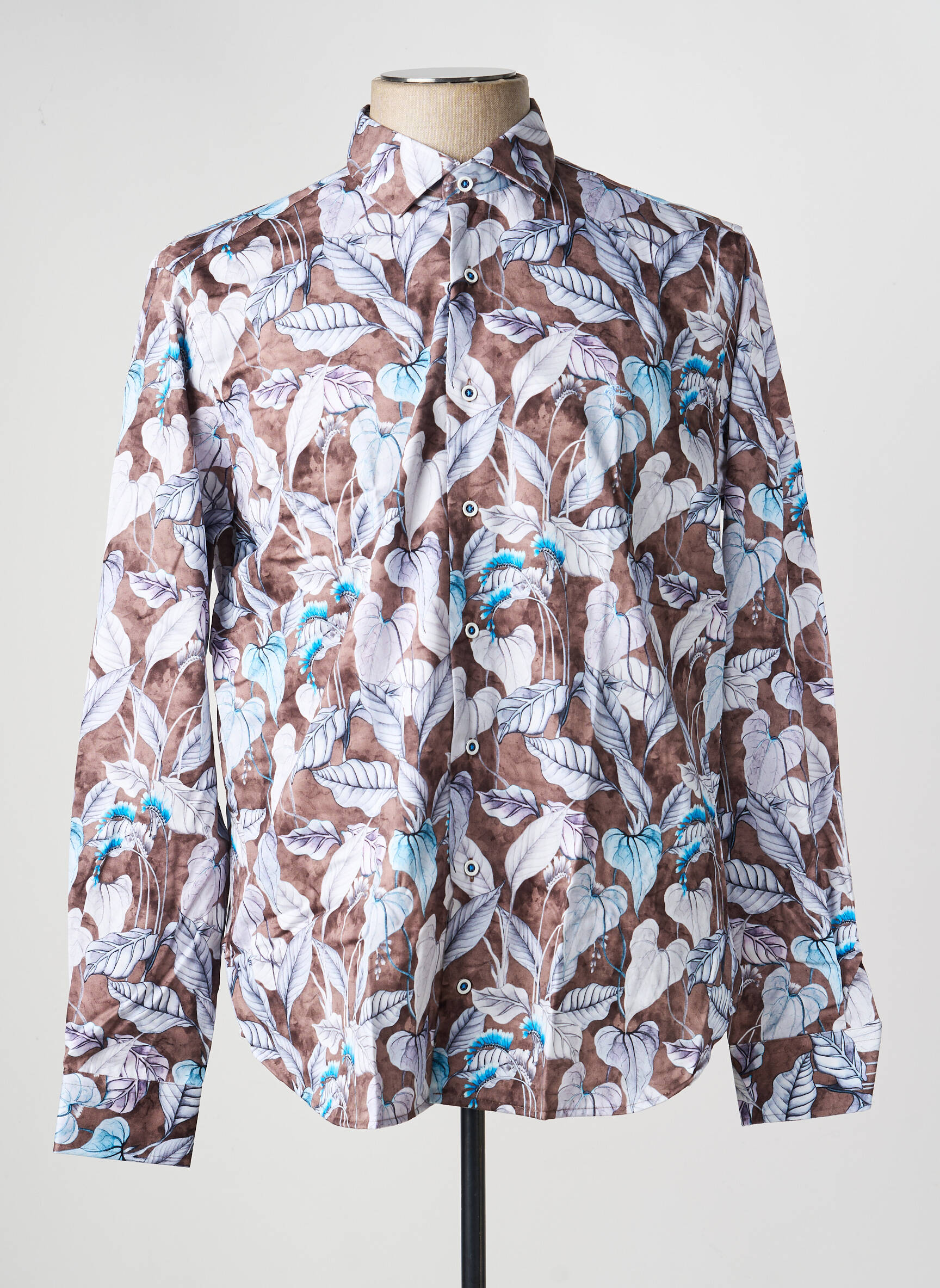 Chemise manches longues imprimé fantaisie marron DARIO BELTRAN homme