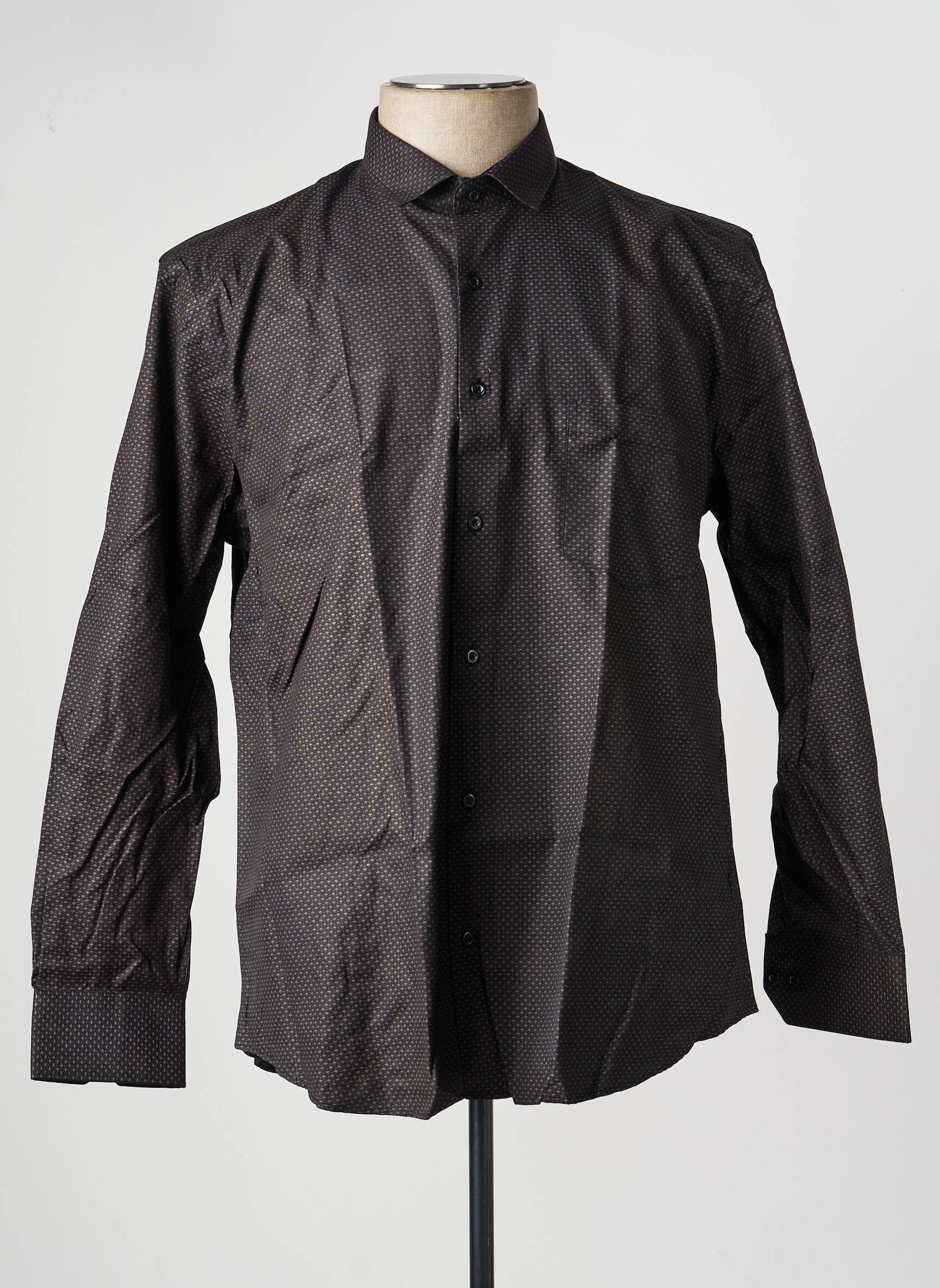 Chemise manches longues imprimé fantaisie noir CAP 10 TEN homme