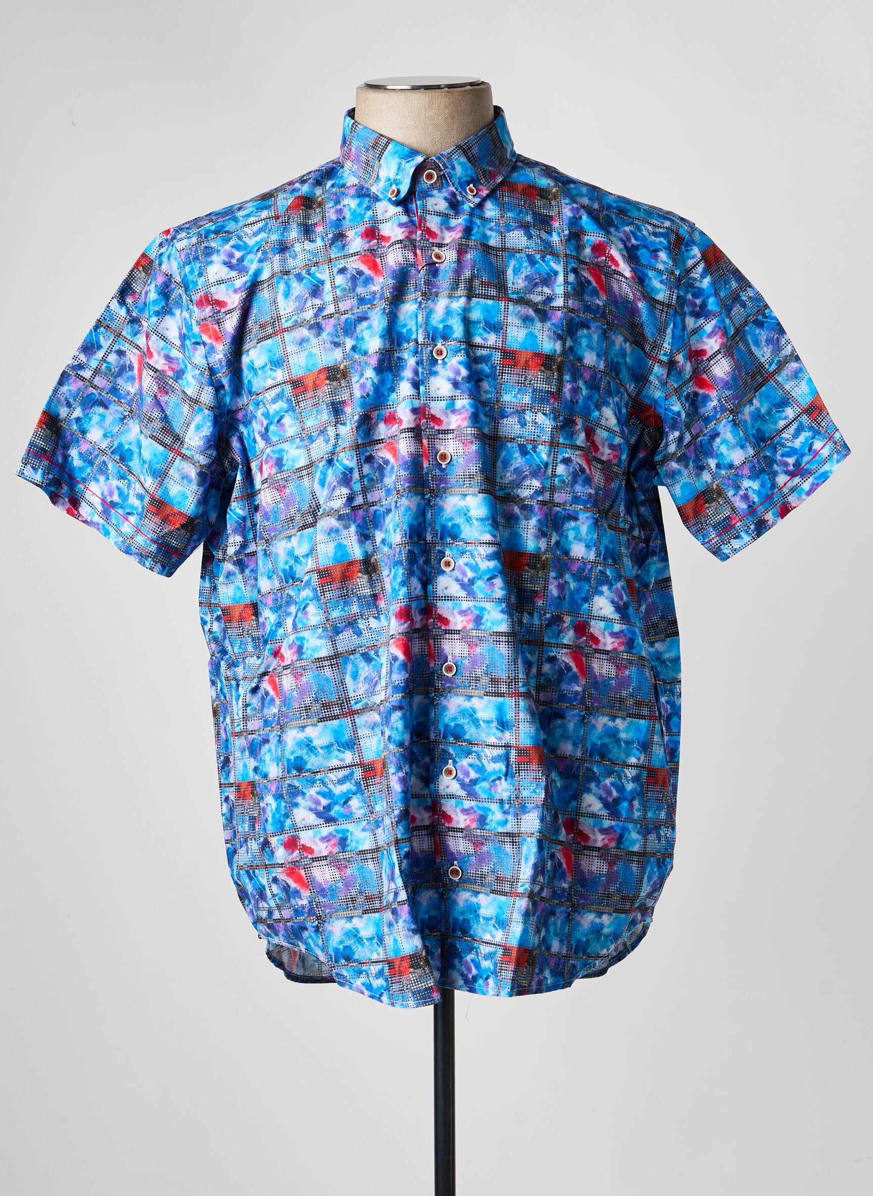 Chemise manches courtes imprimé fantaisie bleu DARIO BELTRAN homme