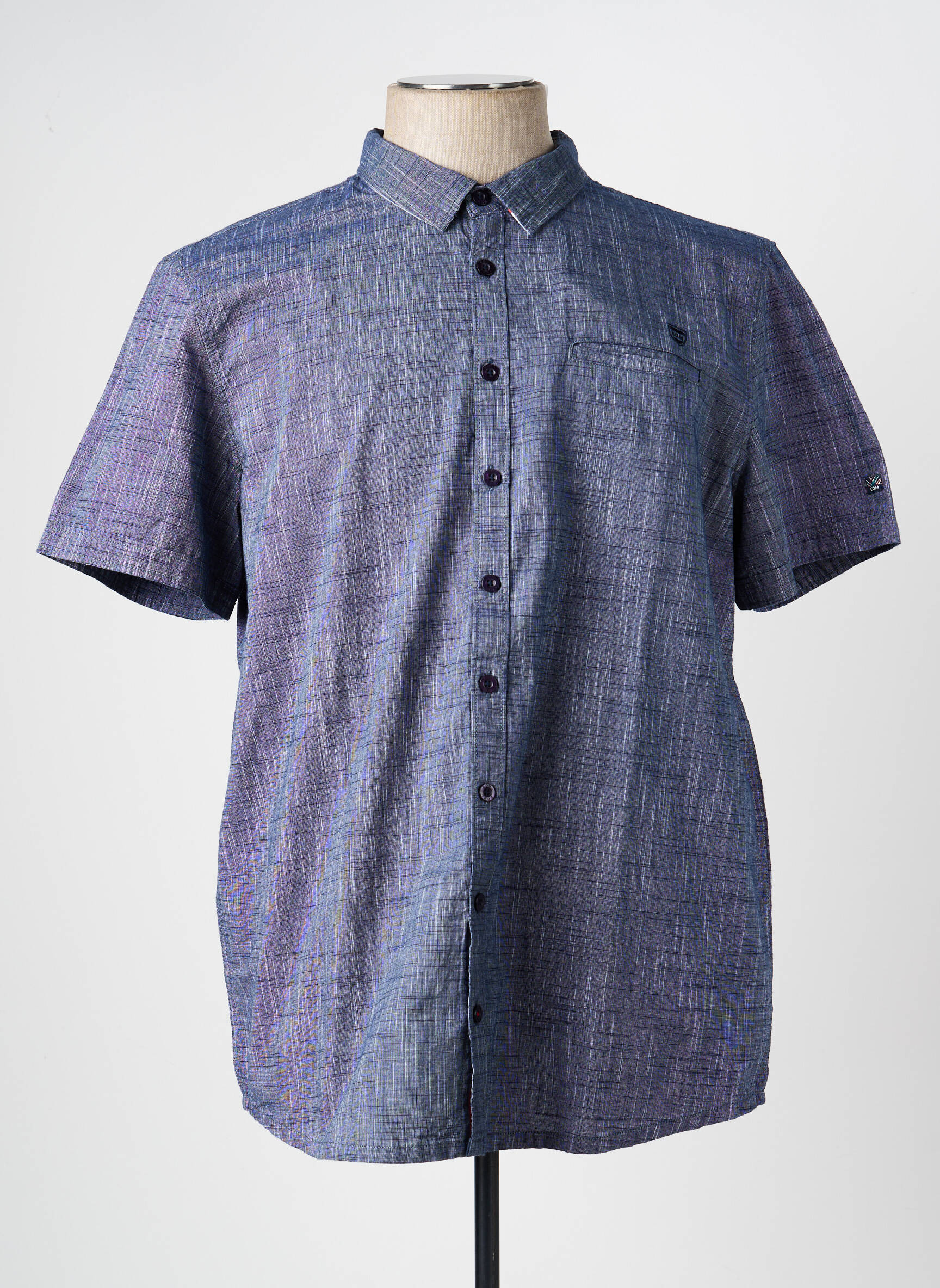 Chemise manches courtes coupe droite bleu ELLE EST OU LA MER homme