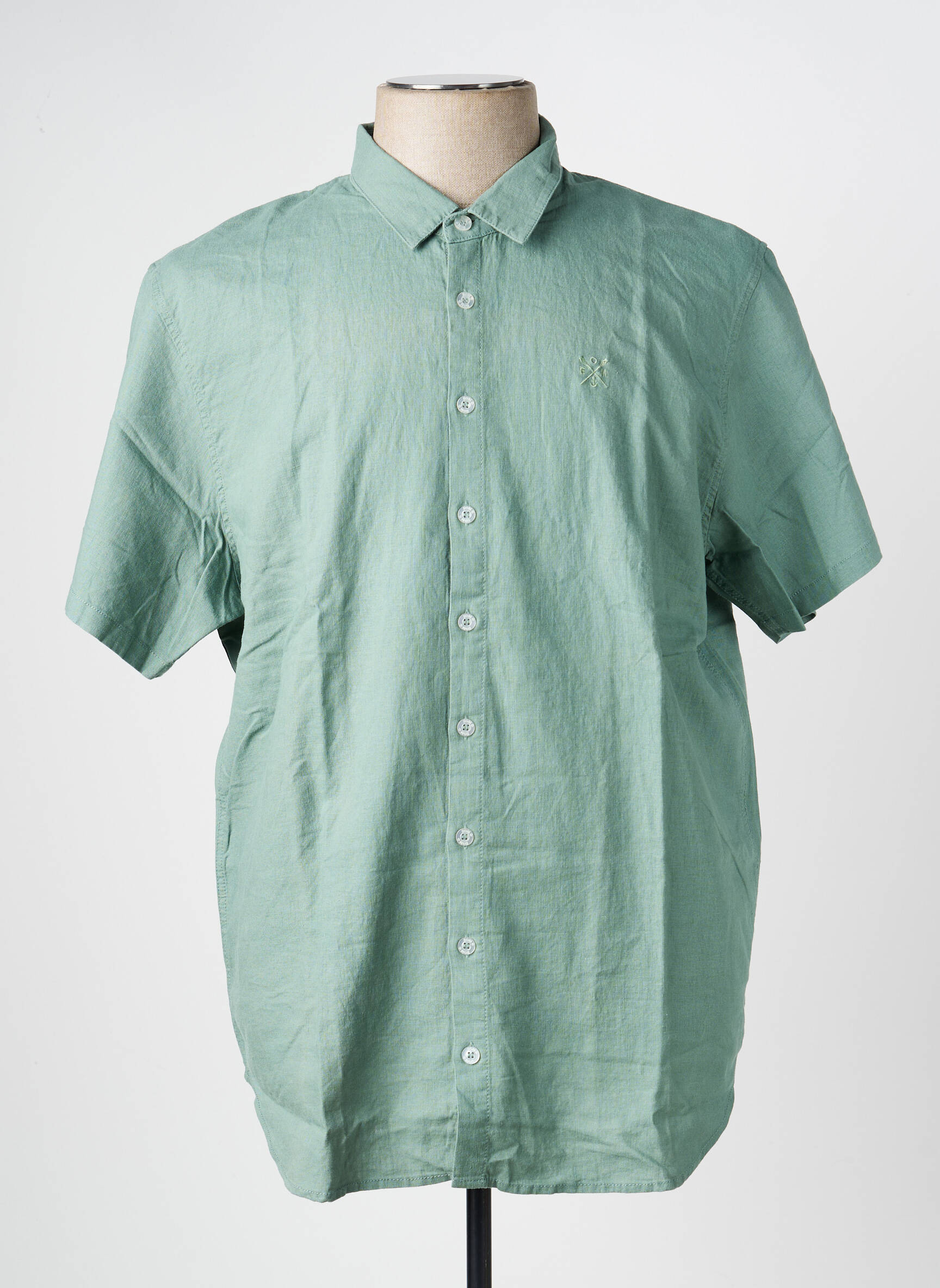 Chemise manches courtes coupe droite vert ELLE EST OU LA MER homme