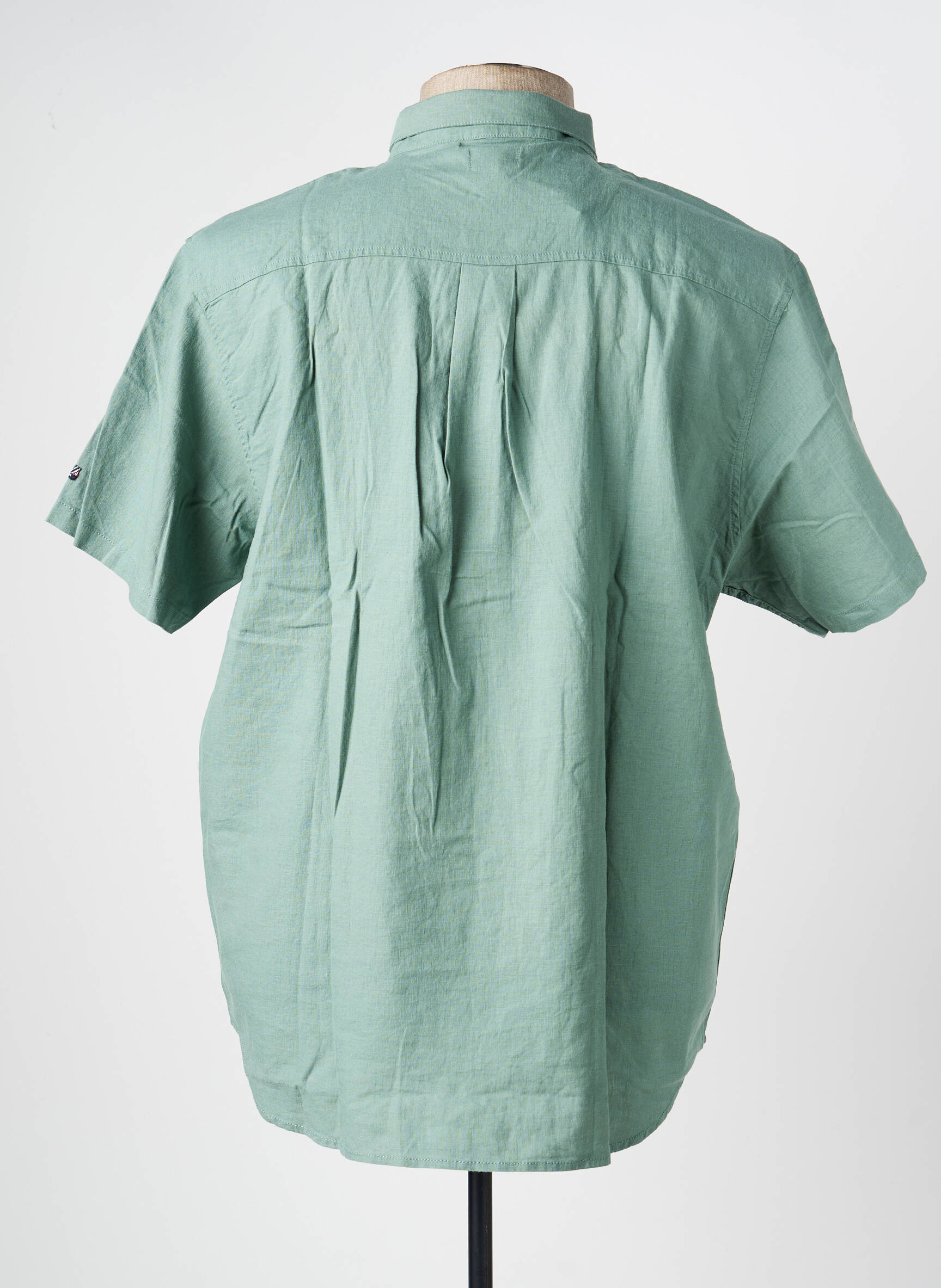 Chemise manches courtes coupe droite vert ELLE EST OU LA MER homme