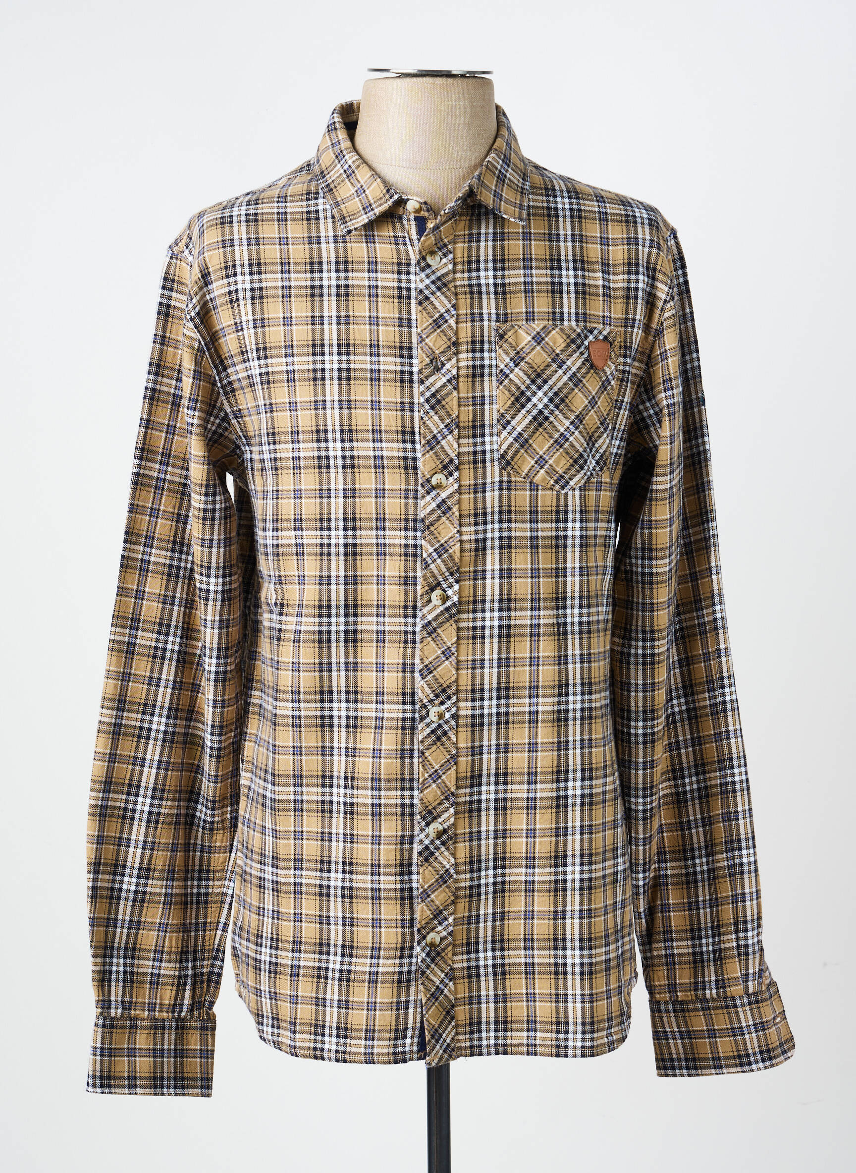 Chemise manches longues poches beige ELLE EST OU LA MER homme